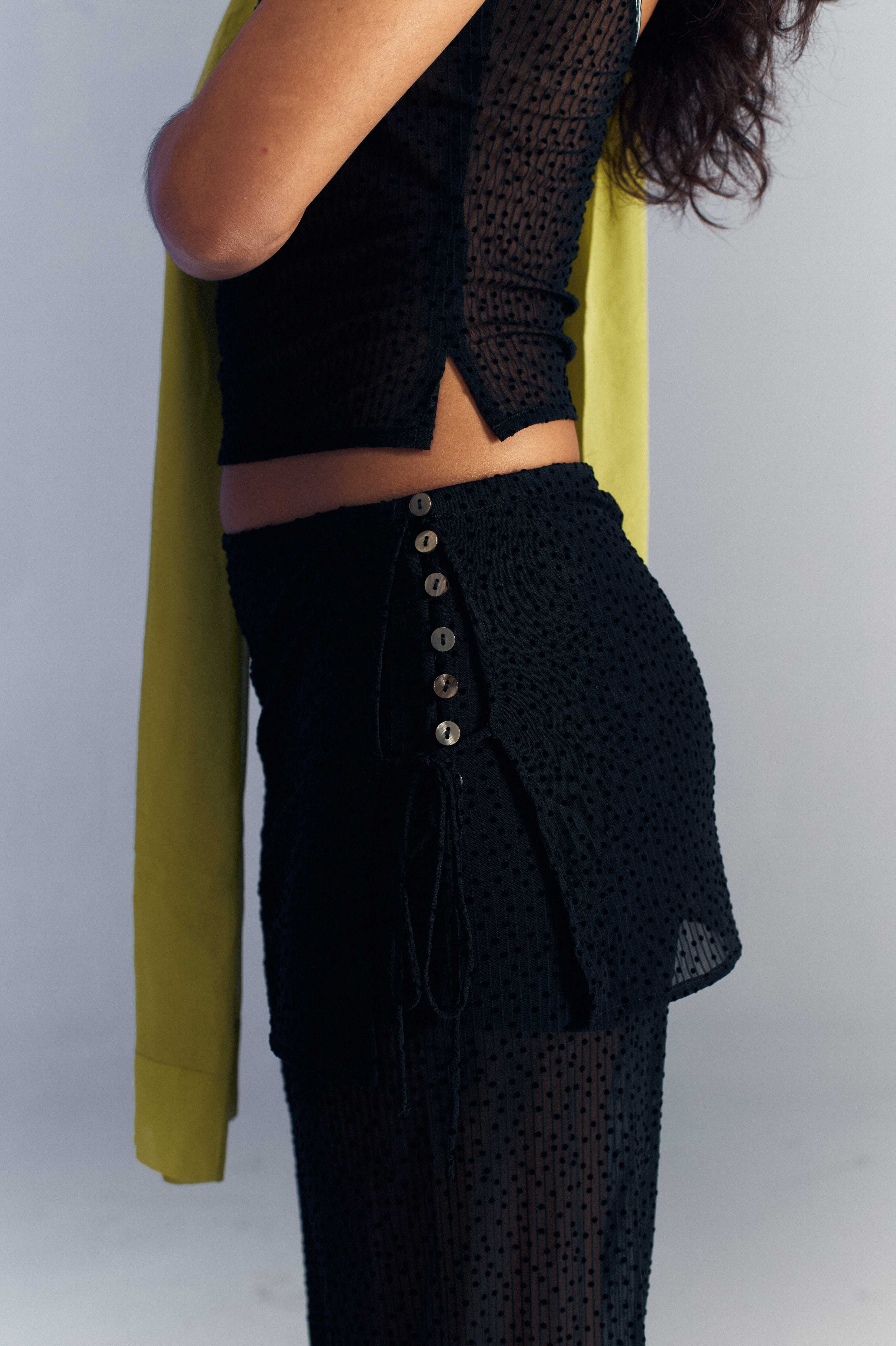 LACE APRON TROUSERS - Black Dot