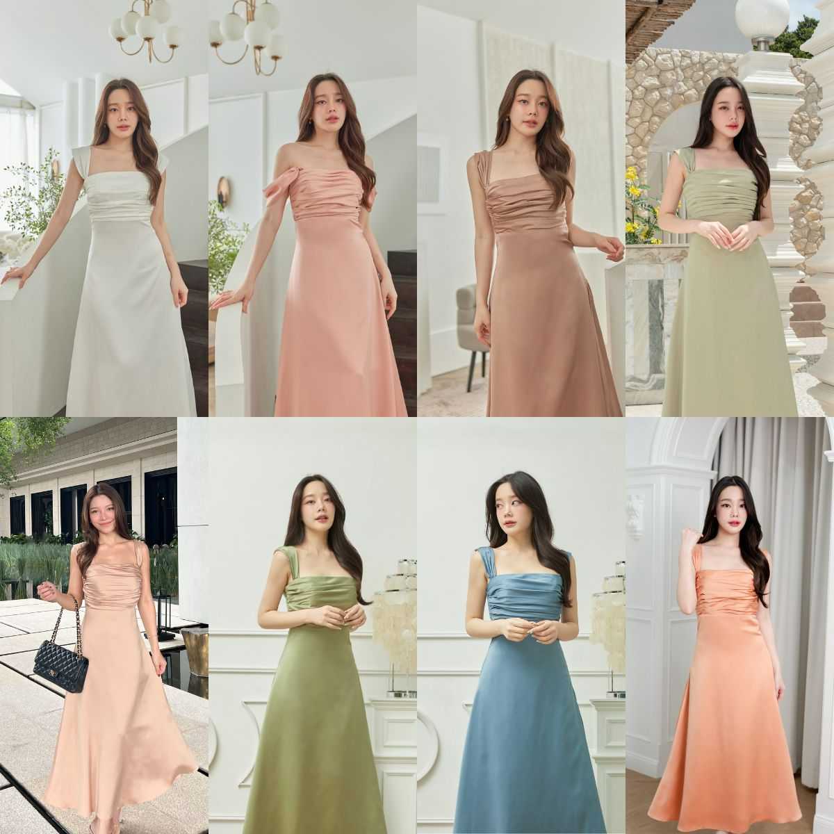 Pirunya - Long Dress 15 เดรสยาว เกาะอก แขนกุด แต่งจีบที่อก