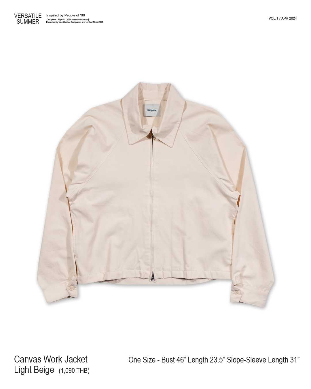 Canvas Work Jacket in Light Beige