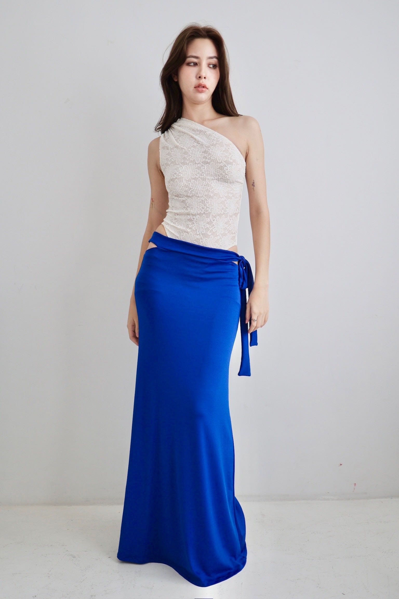 SALE Jade Cropper Maxi Skirt - Blue