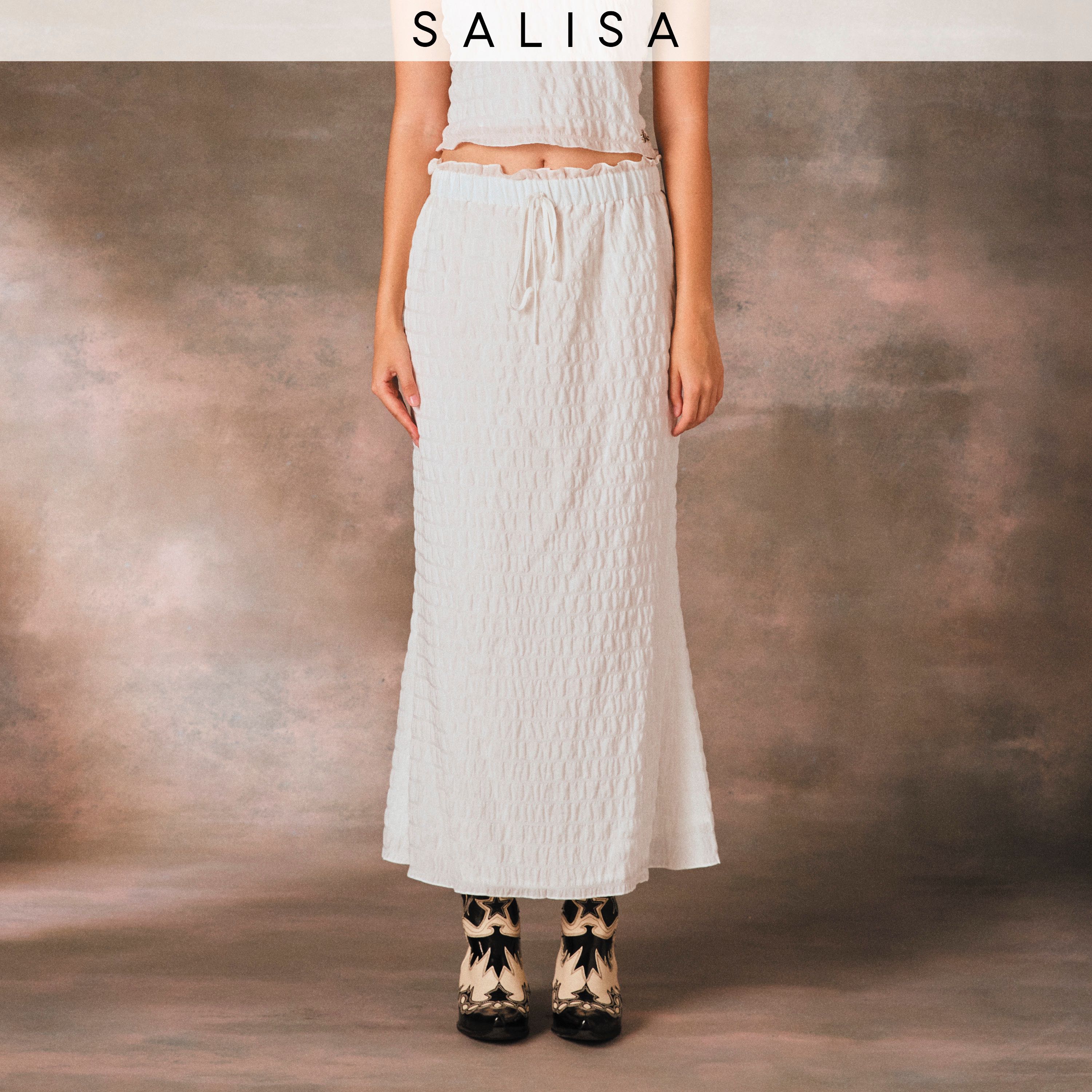 TEA SKIRT PF24 Soft Ruffle Mid-Rise กระโปรง