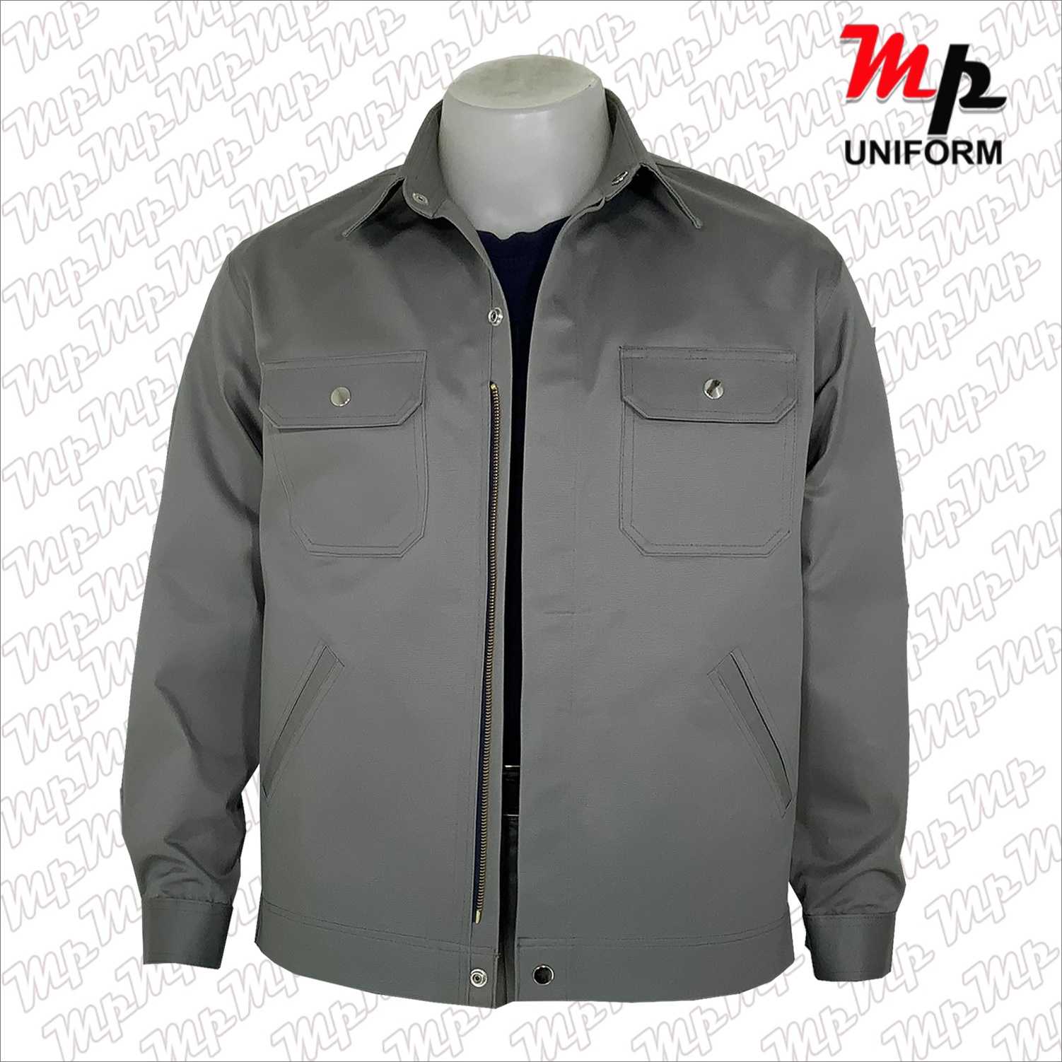 MPJ004-06 เสื้อช่างผ้าเวสปอยท์ ซิปซ่อน แถบสะท้อนแสงหลัง สีขี้ม้า