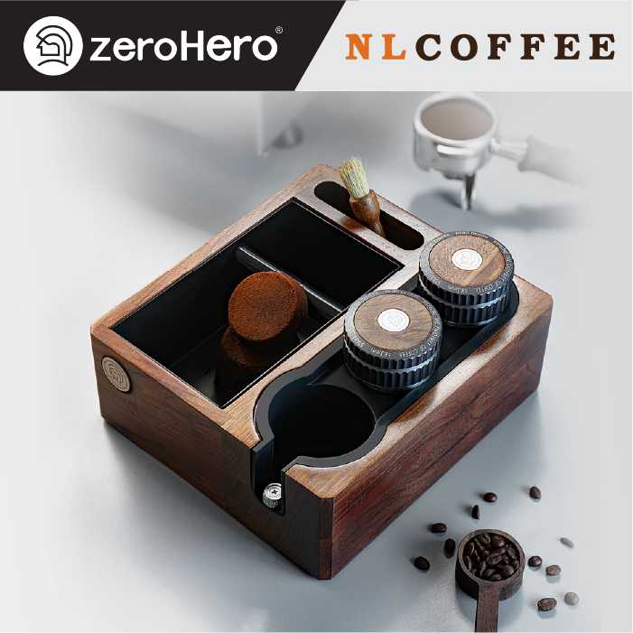 ถังเคาะกากกาแฟพร้อมที่วางแทมเปอร์ walnut
