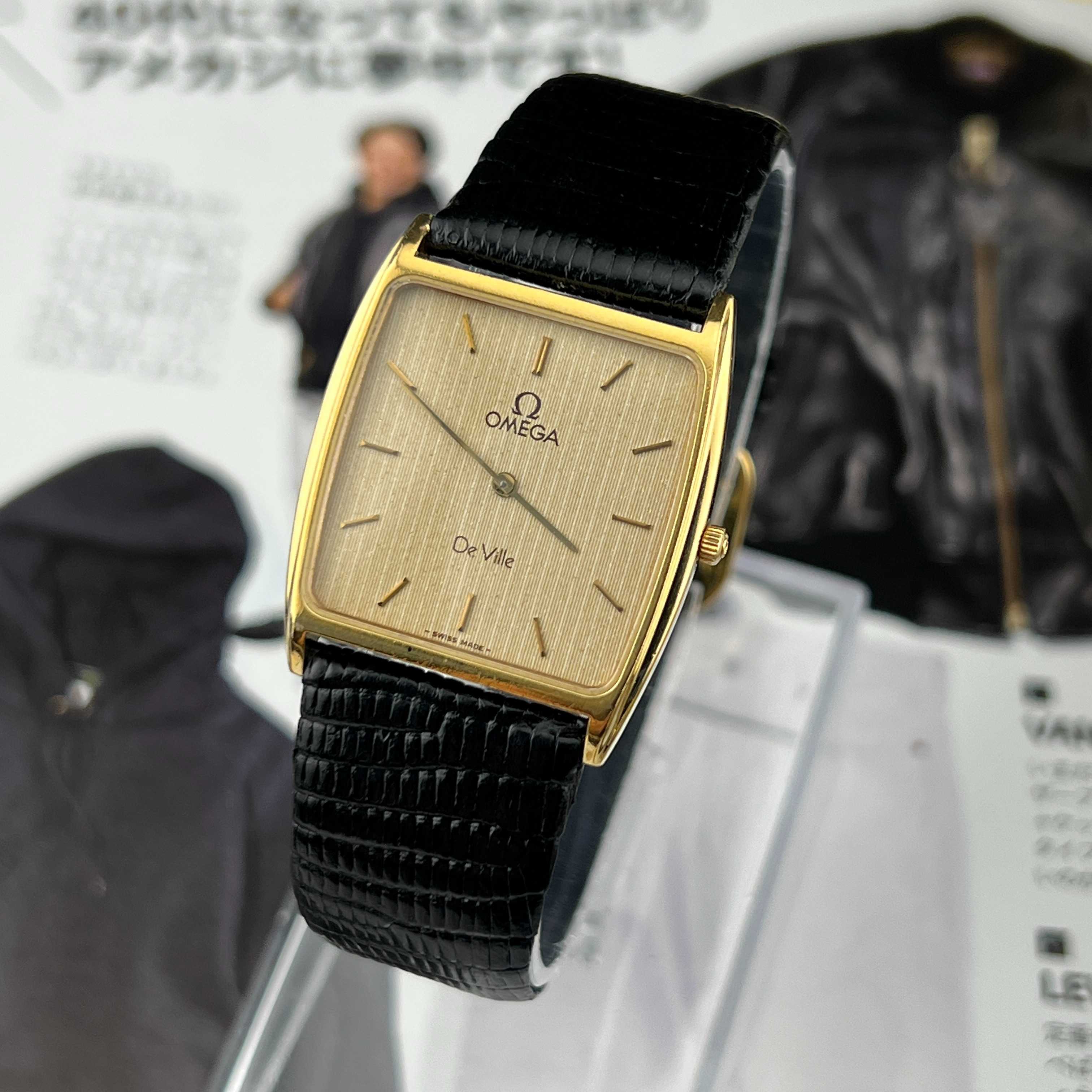 Vintage 0mega De Ville Quartz Gold Textured Dial Cal.1377 Ref.191.0208 Swiss Made 1982