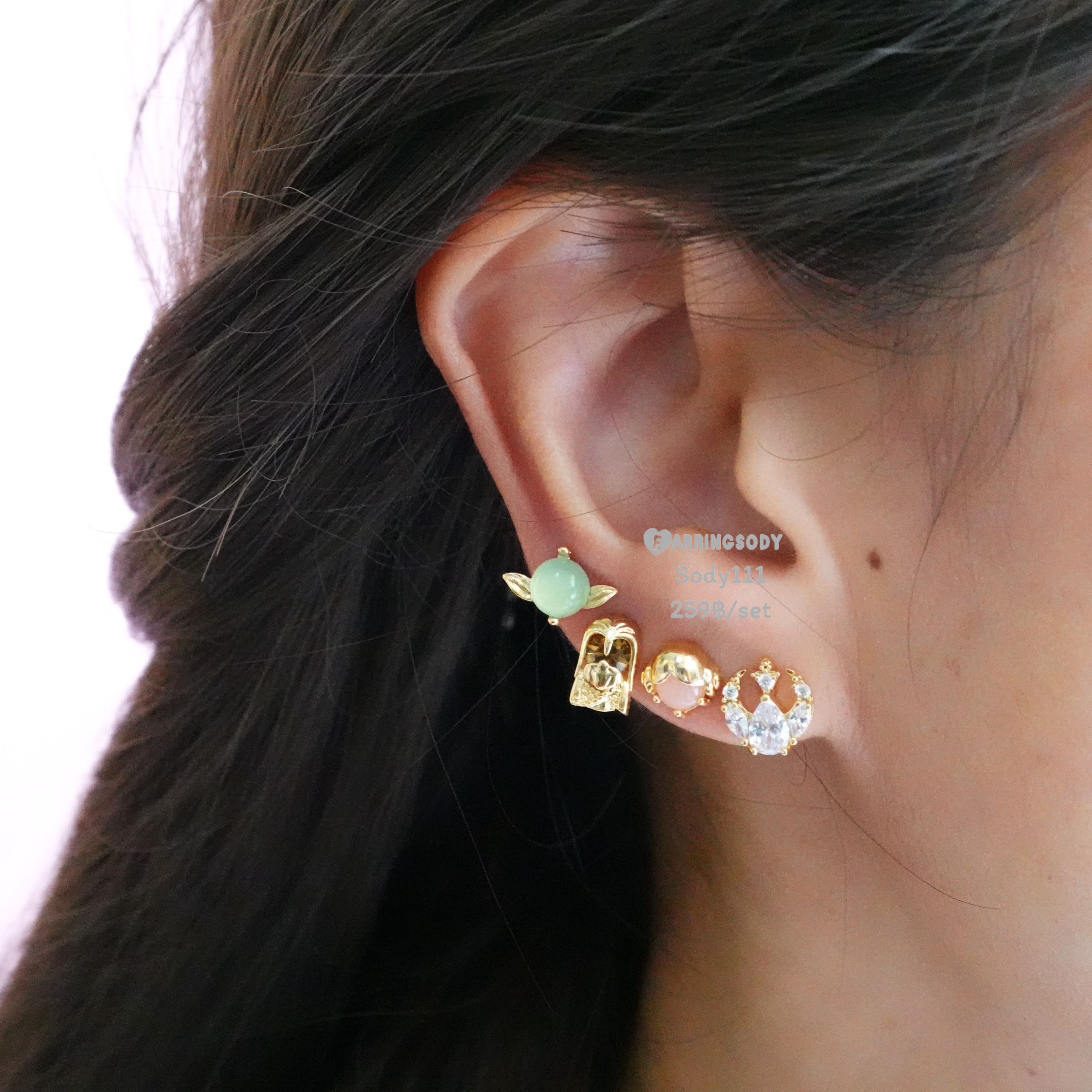 Sody111 Fairytales collection ต่างหูเซต4ชิ้น ต่างหูเงินแท้925 ชุบทอง18k