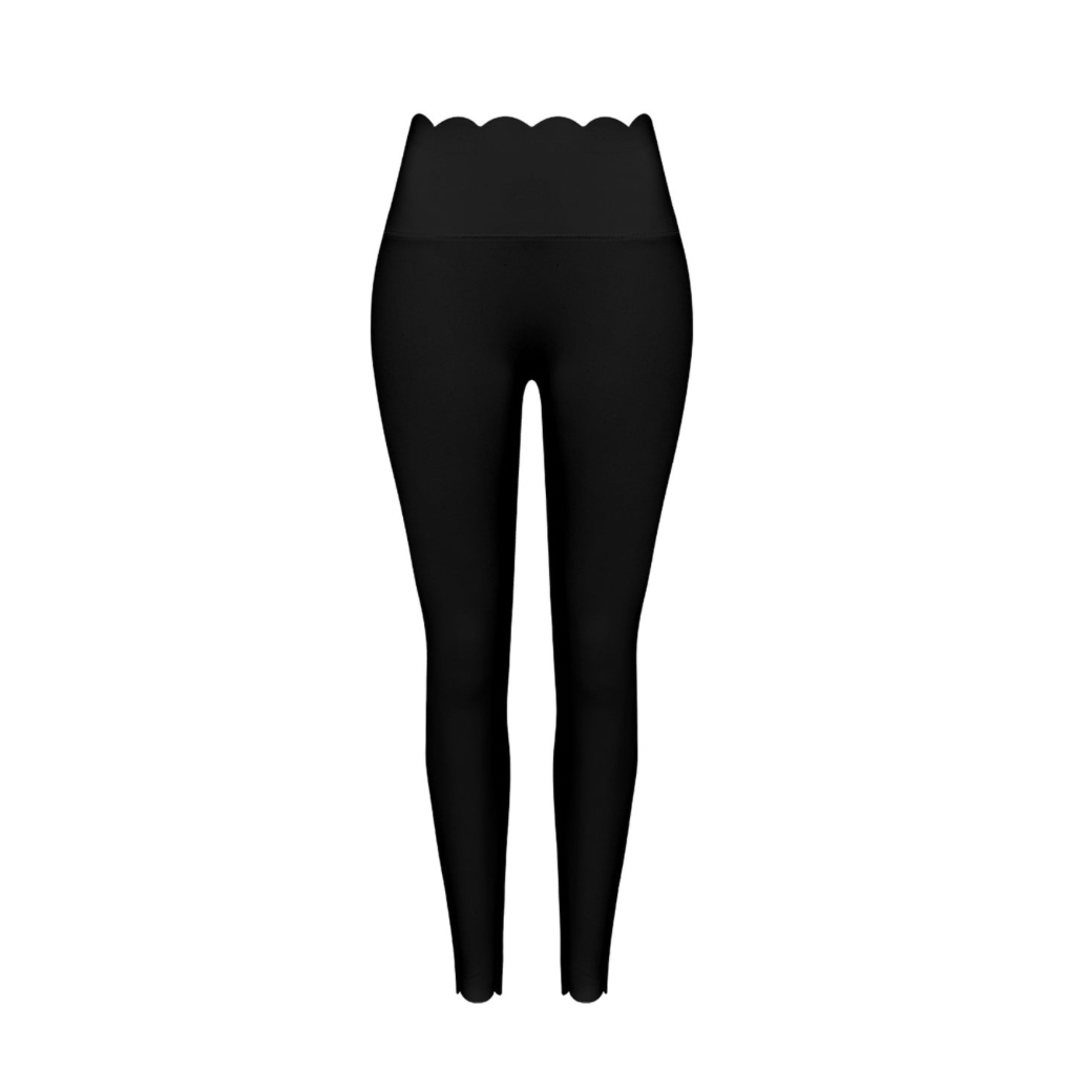 WISKII High-Waist Scallop Scrunch Legging - Black