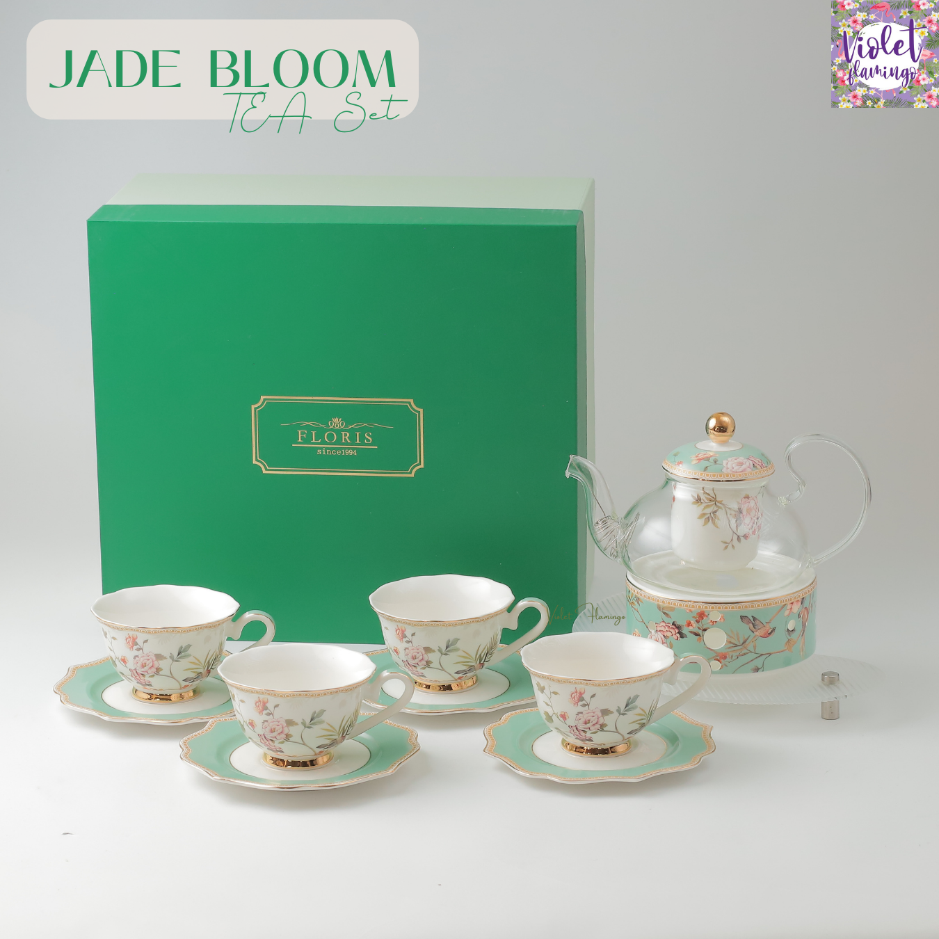 Jade Bloom Tea Set (with Gift Box)