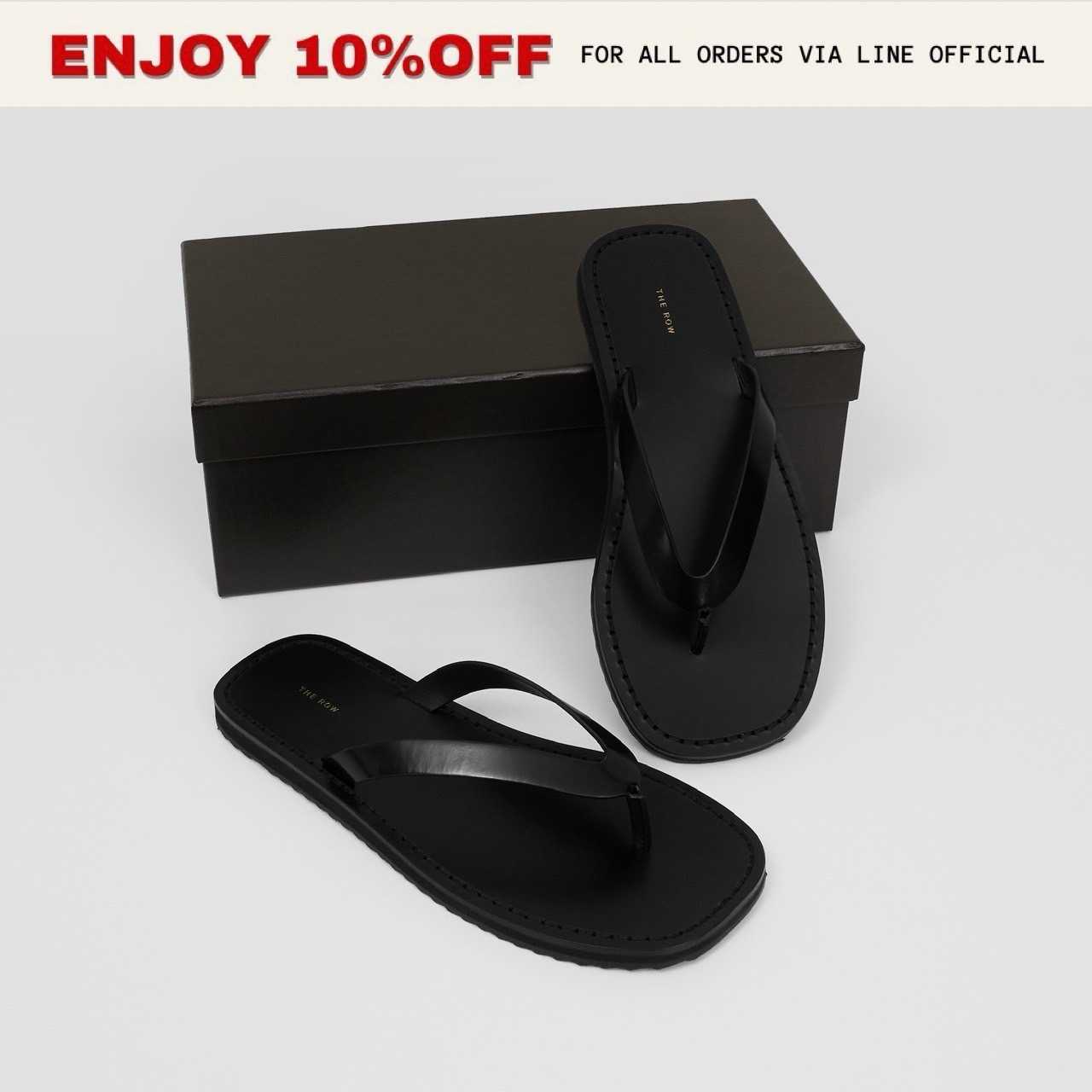 NEW! THE ROW City Flip Flop Sandals สี Black | Shoes