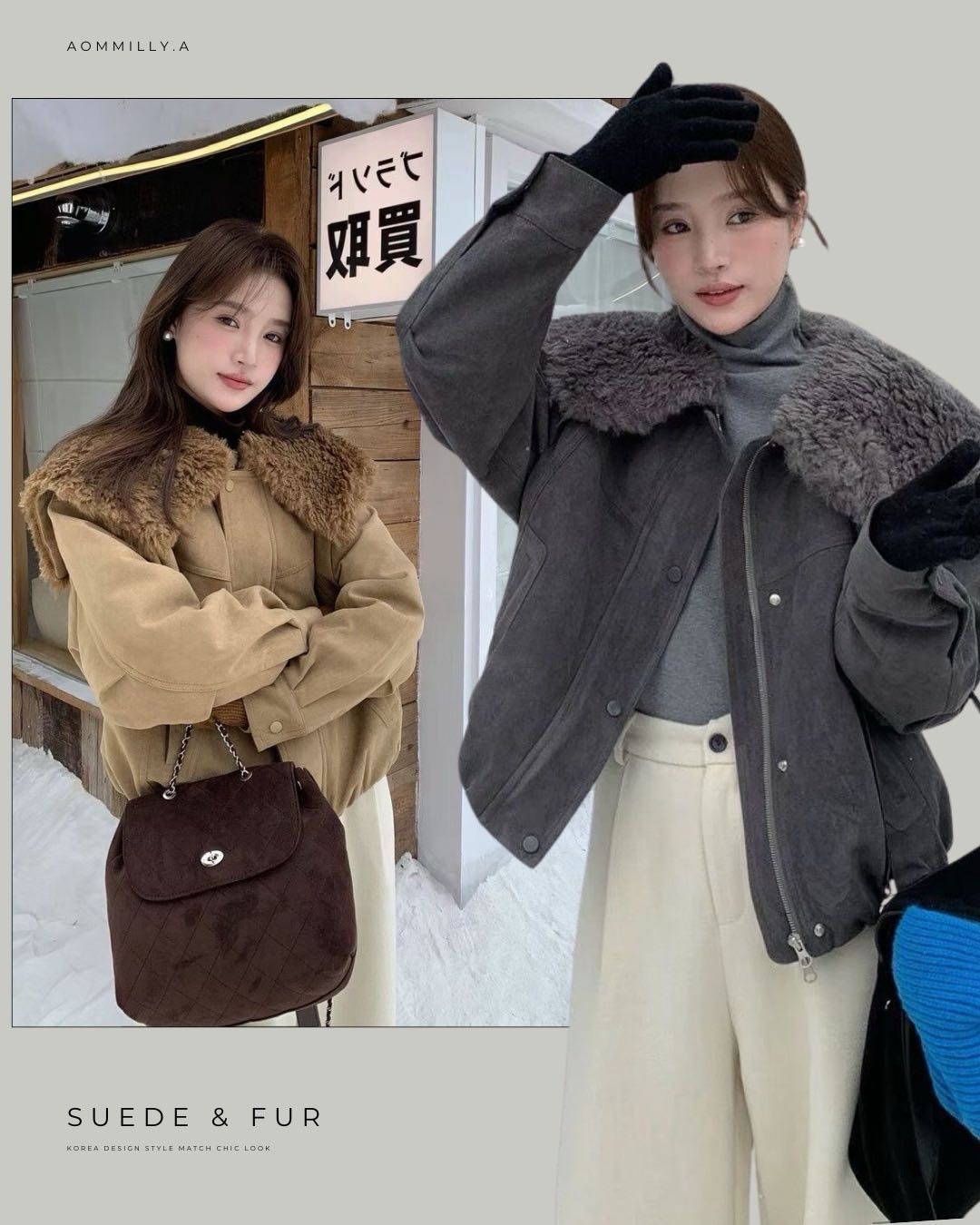 Suede Down & Fur Collar