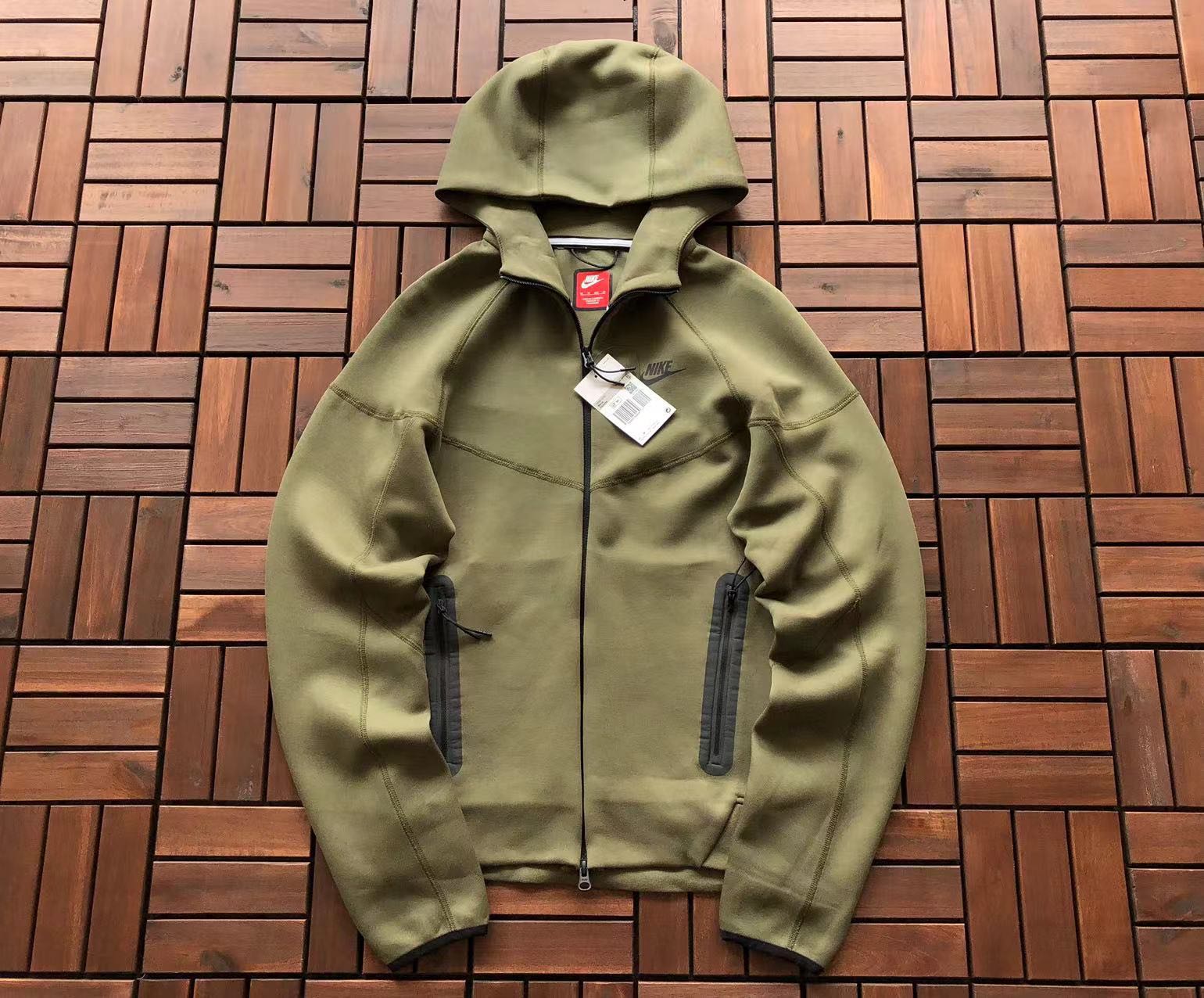 Nike Tech Fleece Windrunner Full-Zip Hoodie + Joggers Medium Olive/Black
