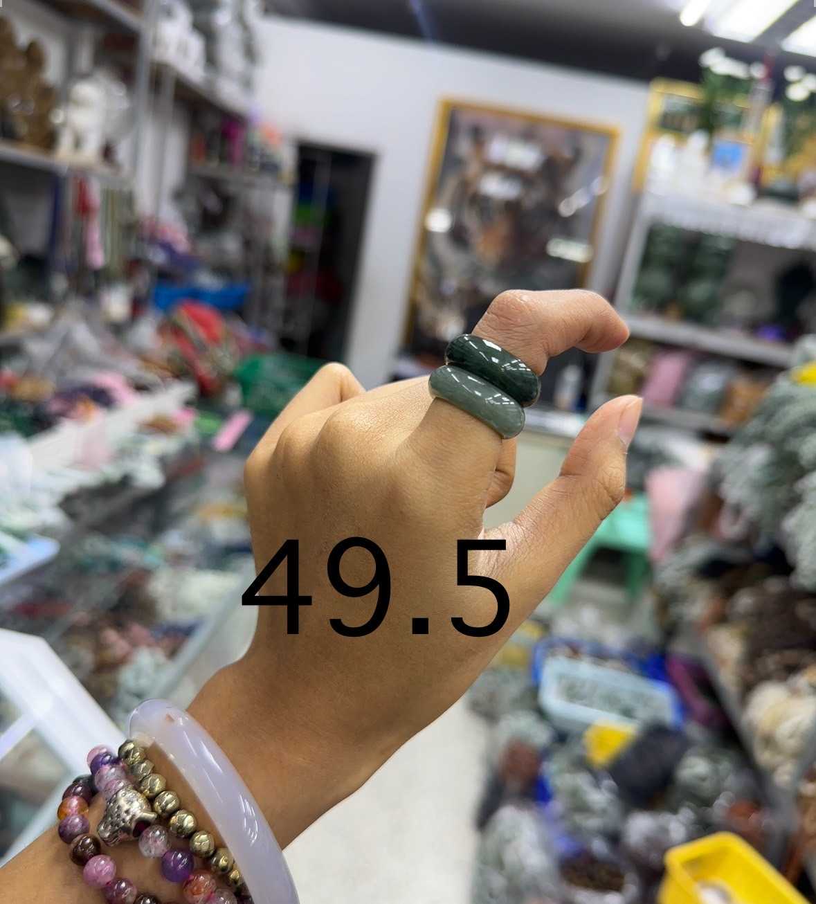 แหวนหยกเจไดต์หน้าเล็ก เนื้อสวยมาก ไซส์ 49.5-54.5 สวมใส่เพื่อดึงดูดความมั่งคั่งและโชคดี