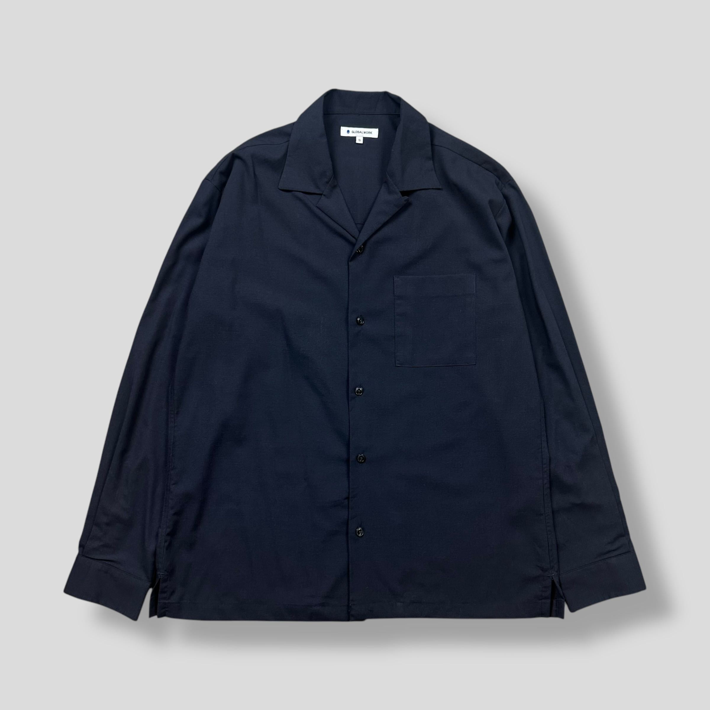 GLOBAL WORK OPEN COLLAR POCKET SHIRT 