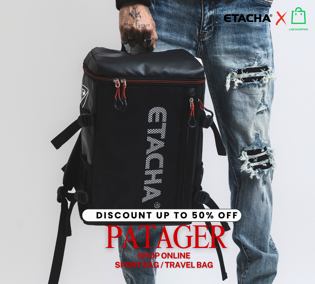 กระเป๋าเป้ ETACHA รุ่น PATAUGER ทรงถัง สีดำล้วน