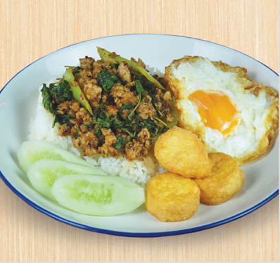 ข้าวกะเพราเต้าหู้หมูสับ