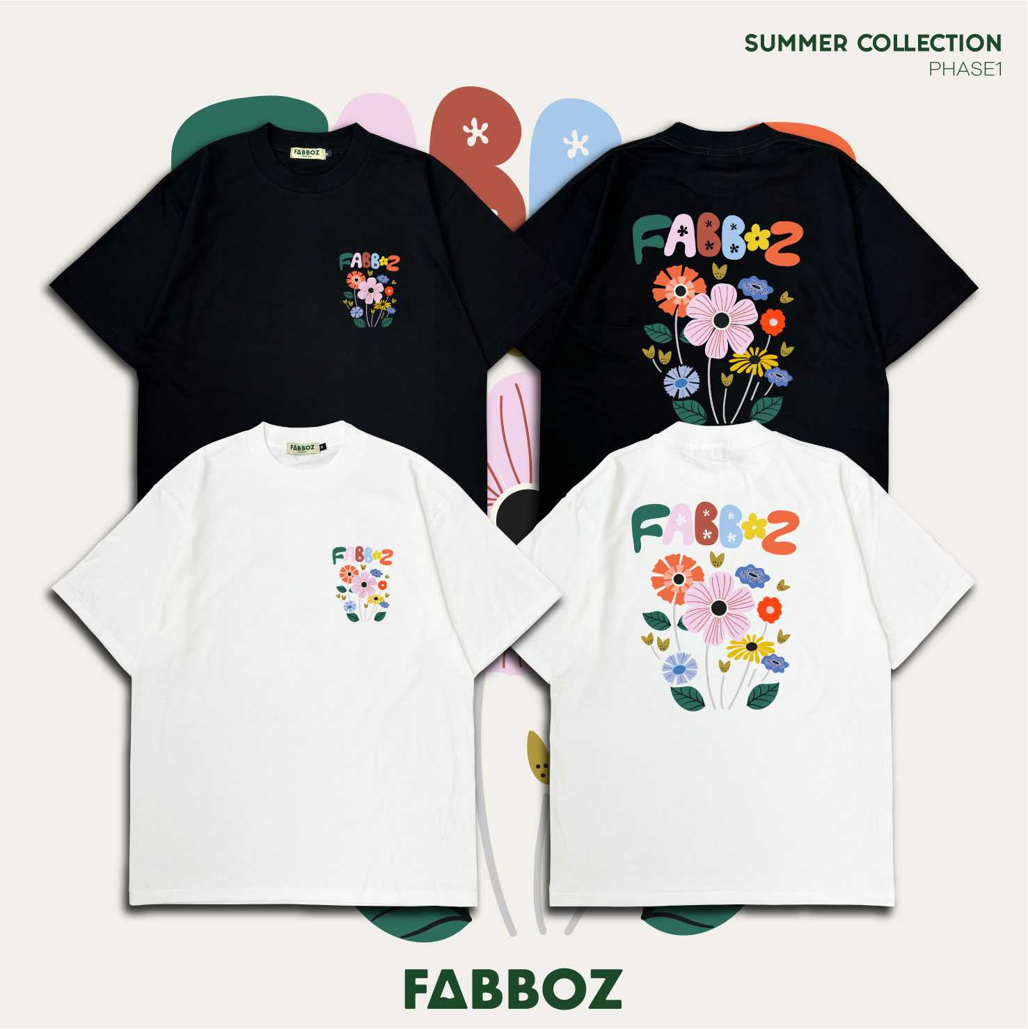 FABBOZ Oversized Summer Flora ผลิตจาก ผ้า cotton 100%