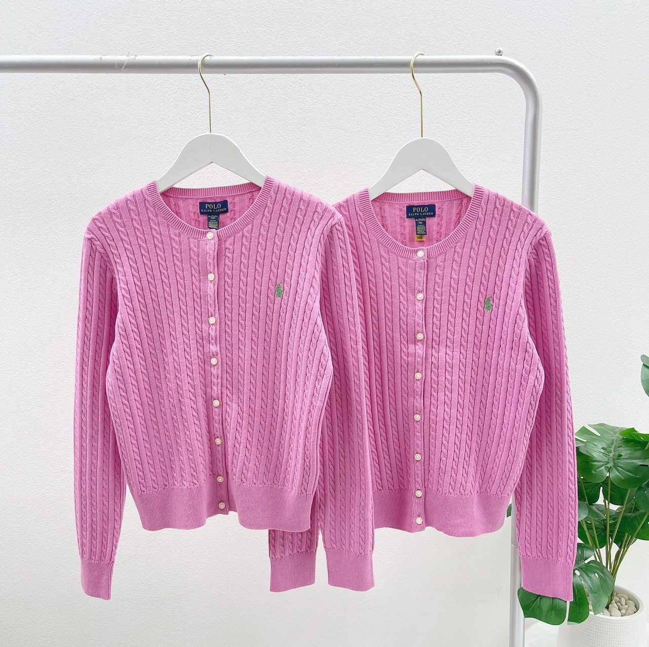 Ralph Lauren Mini Cable Cotton Cardigan (Pink)