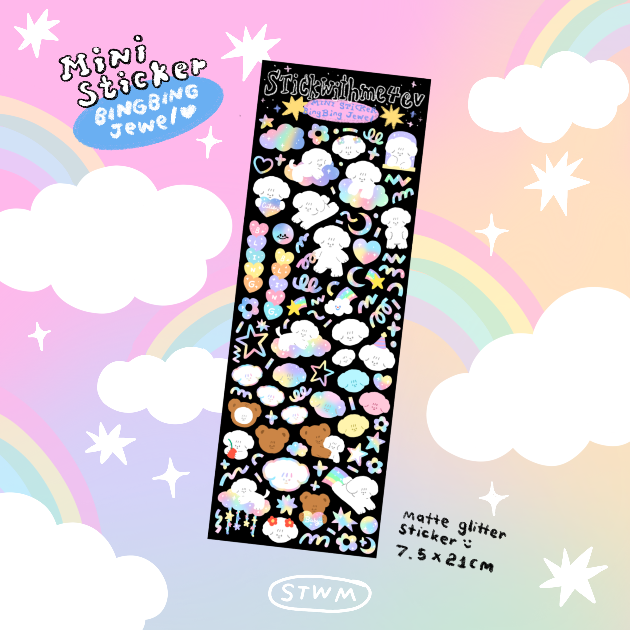 Mini glitter sticker : Bingbing jewel