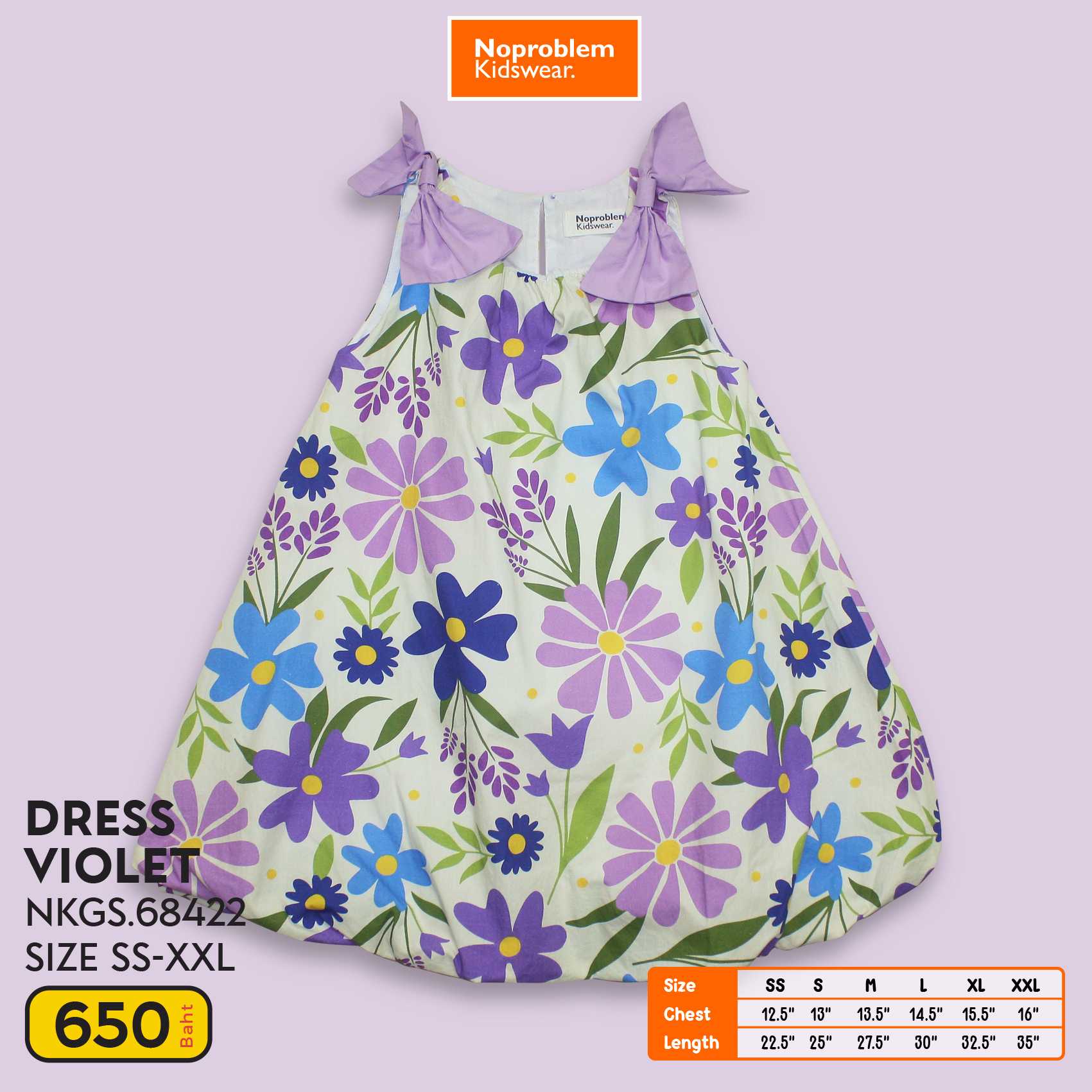 New Mini Dress ชุดเดรสเด็กหญิง NKG.68422Noproblem kidswear