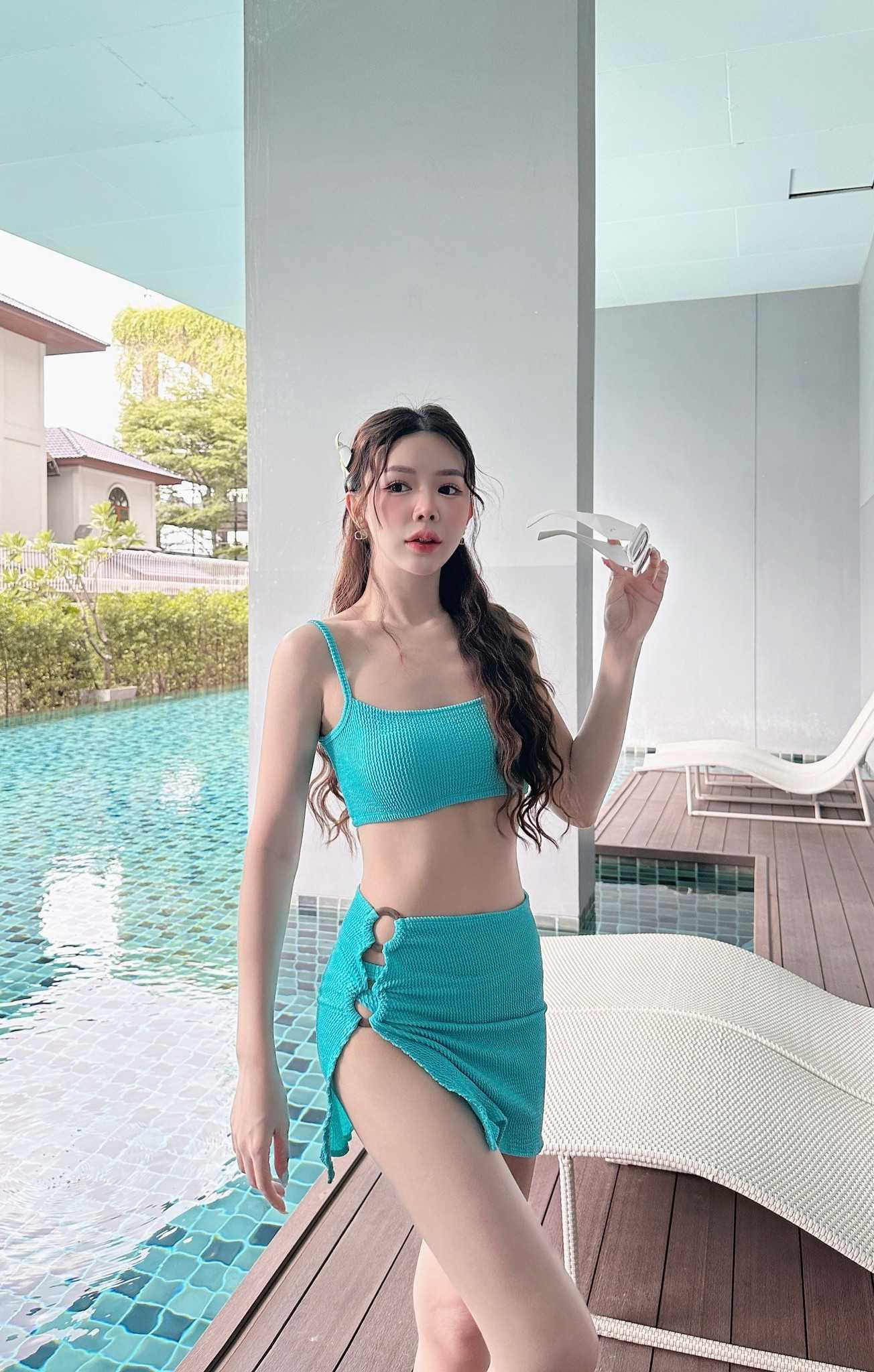 Set 3 ชิ้น Bikini x skirt ไม่มีฟองน้ำด้านใน