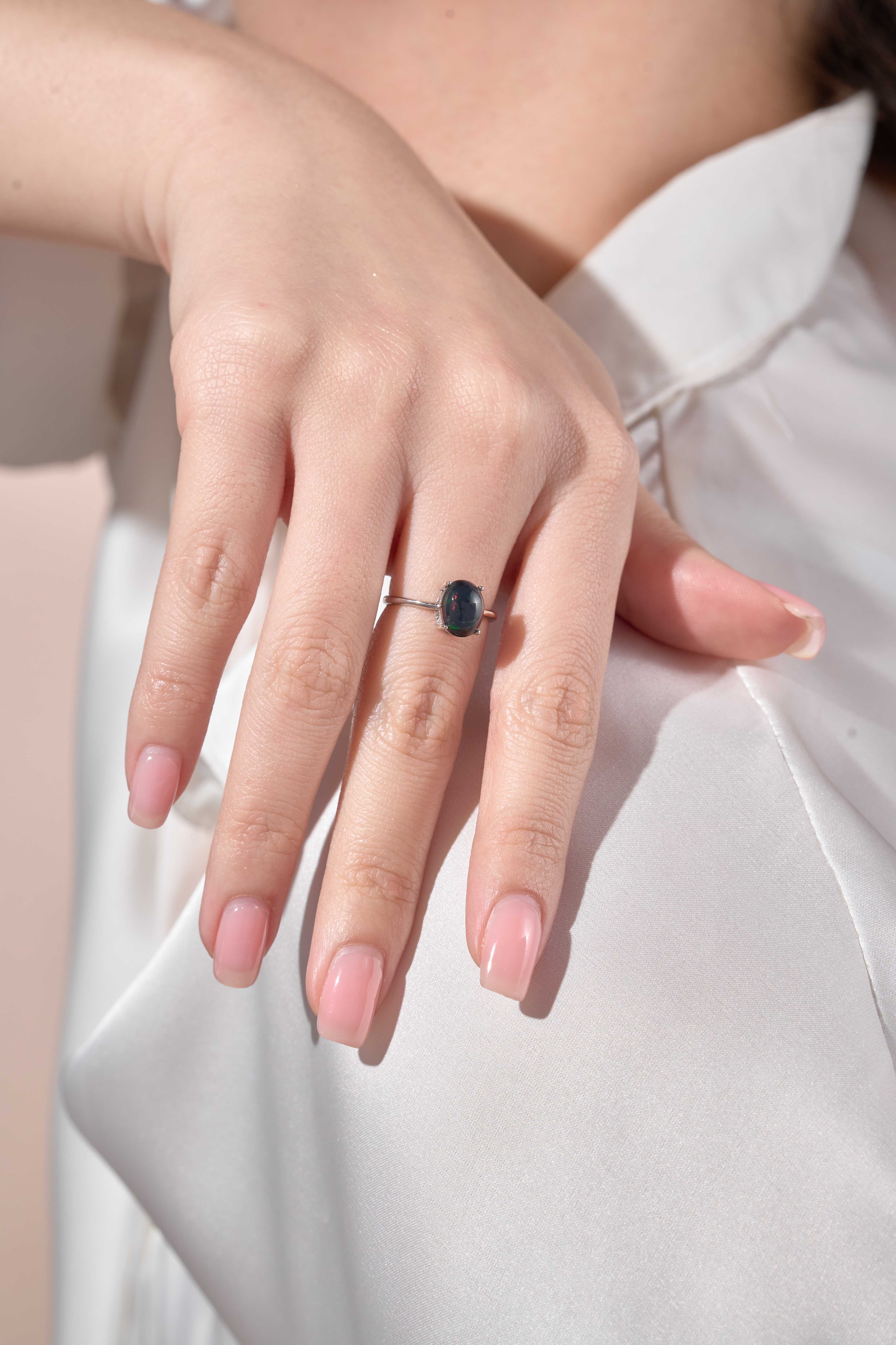 💍 แหวนเสริมพลังงาน  เชื่อมต่อจิตวิญญาณและปัญญา 🖤Black Opal🖤
