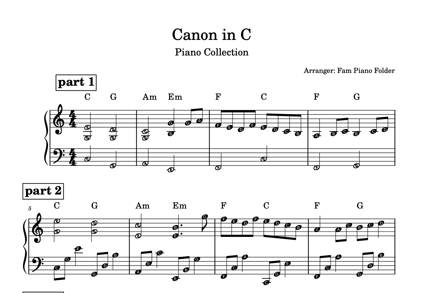 โน้ตเพลง Canon in C - Piano Collection (Lv 3)