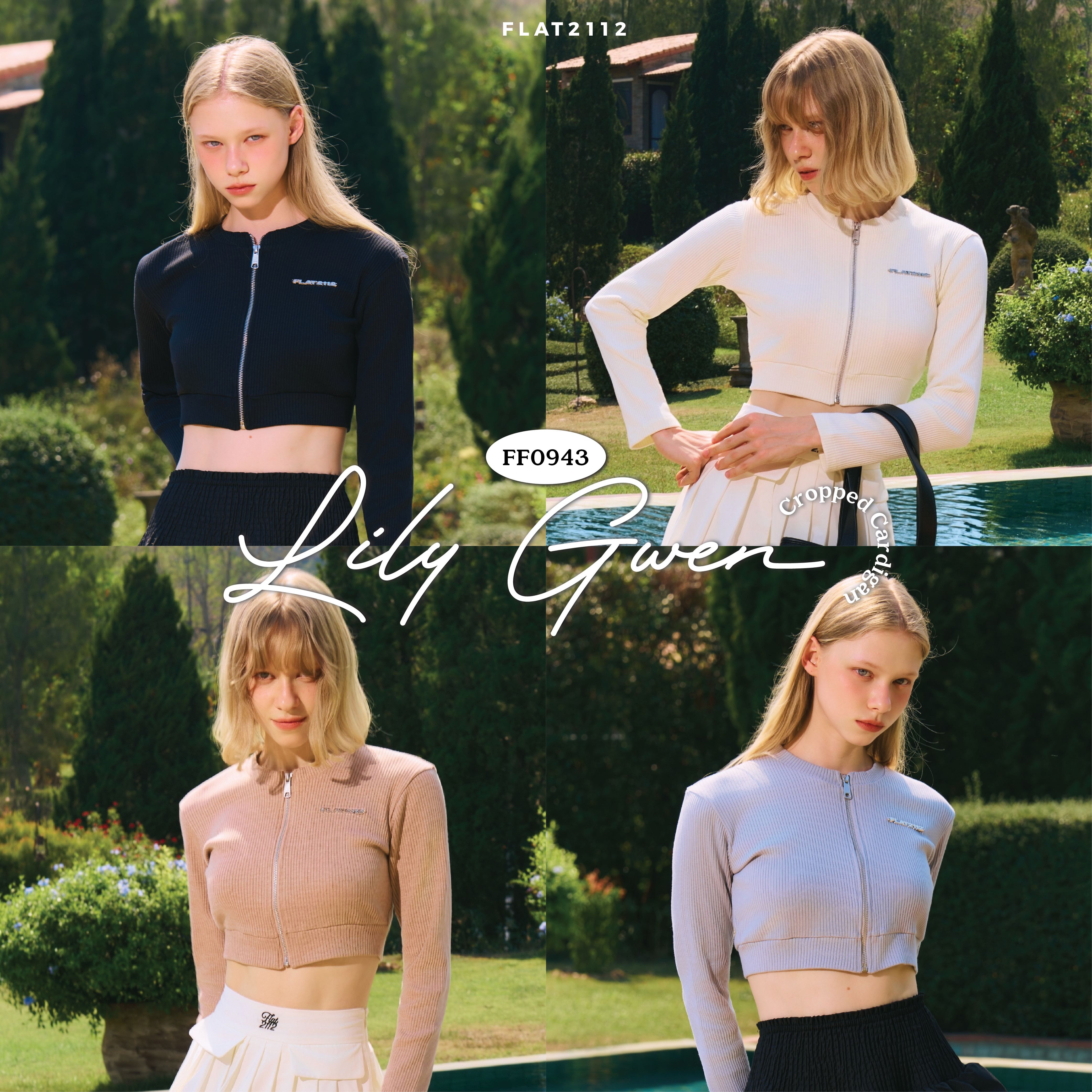 FLAT2112 FF0943 : LILY GWEN CROPPED CARDIGAN คาร์ดิแกน คาร์ดิแกนครอป เสื้อคลุม เสื้อมีซิป