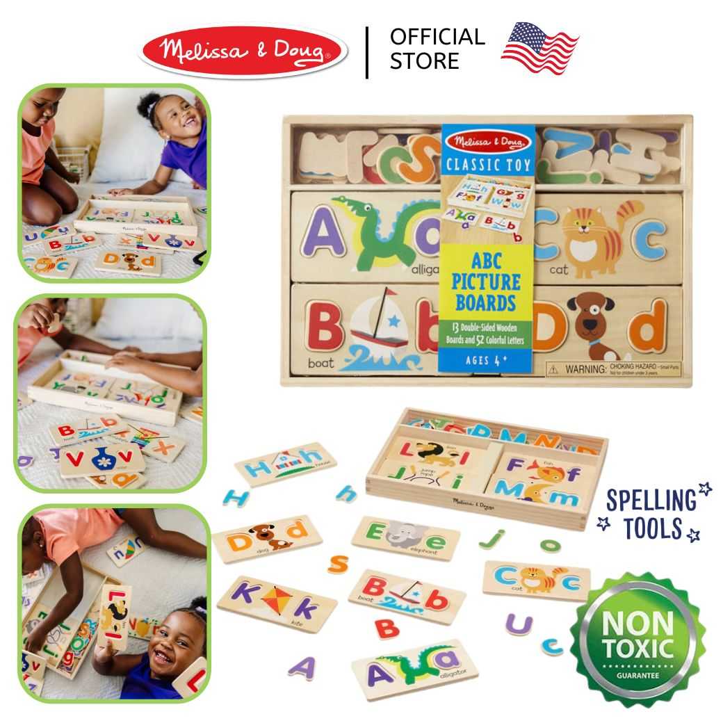(ของแท้ USA) ของเล่นตัวอักษร โฟนิค จับคู่ตัวใหญ่ เล็ก Alphabet ABC Picture Board Melissa & Doug 9786