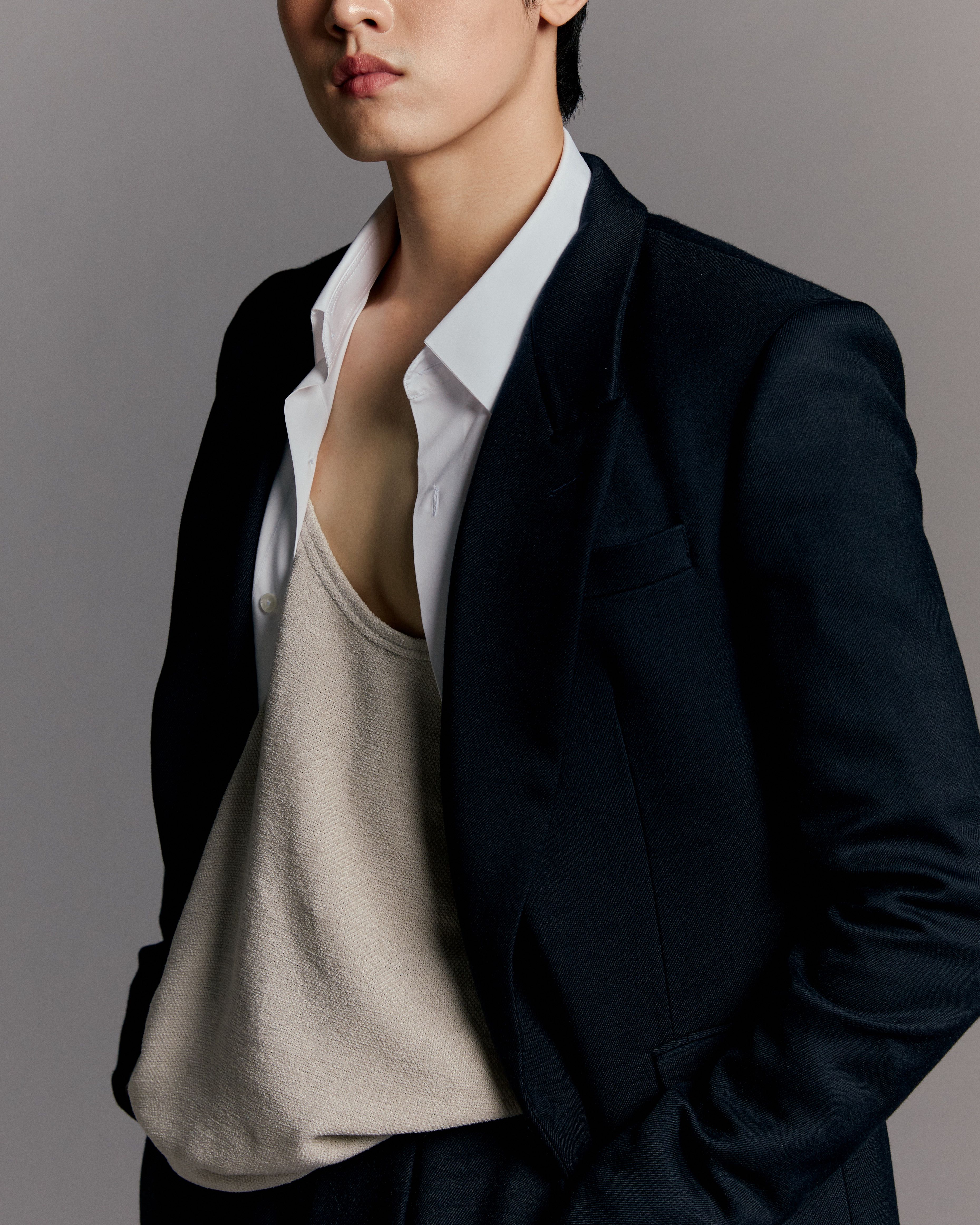Navy Blue Wool-Blend Suit