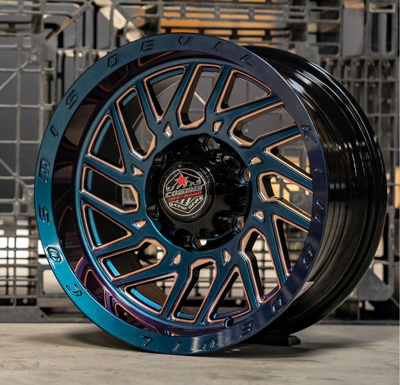 แม็กซ์ KING-DEVIL 18X9.5 6X139.7 ET-15 CB.106.1 POWERBLUE-W(ROSEGOLD)Custom