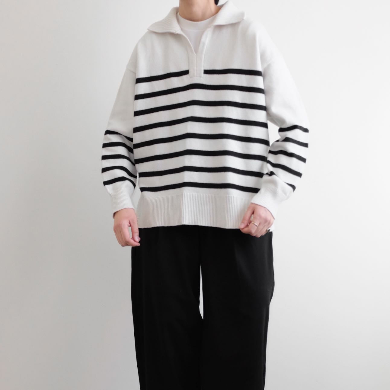 AMERICAN HOLIC • Cropped Rib Knit Cotton Oversized Designed Pullover Tees 