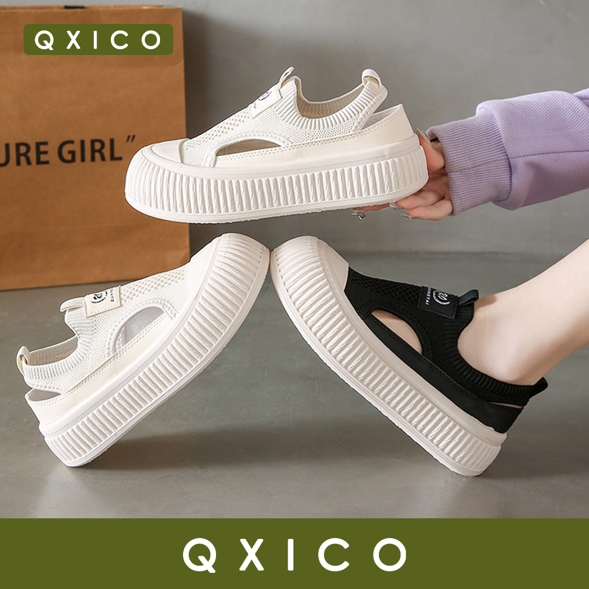 Qxico รุ่น QZ184 ใหม่ล่าสุด รองเท้าผ้าใบแบบสวม