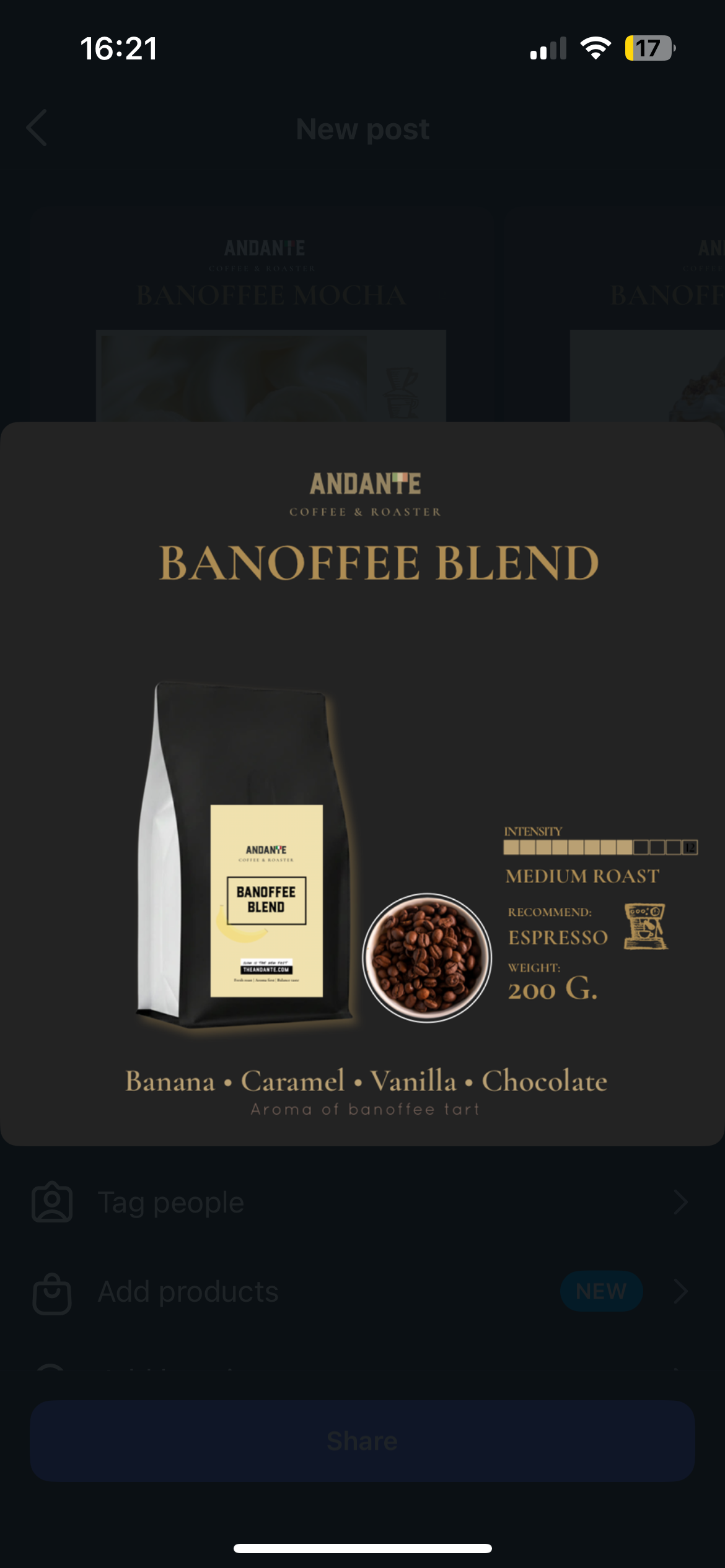 Banoffee Blend medium roast 1 kg