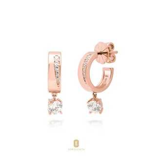 Jewellista ต่างหู Rennie เงินแท้  ประดับพลอย CZ ชุบ Rhodium, 14K Yellow gold , Rose gold