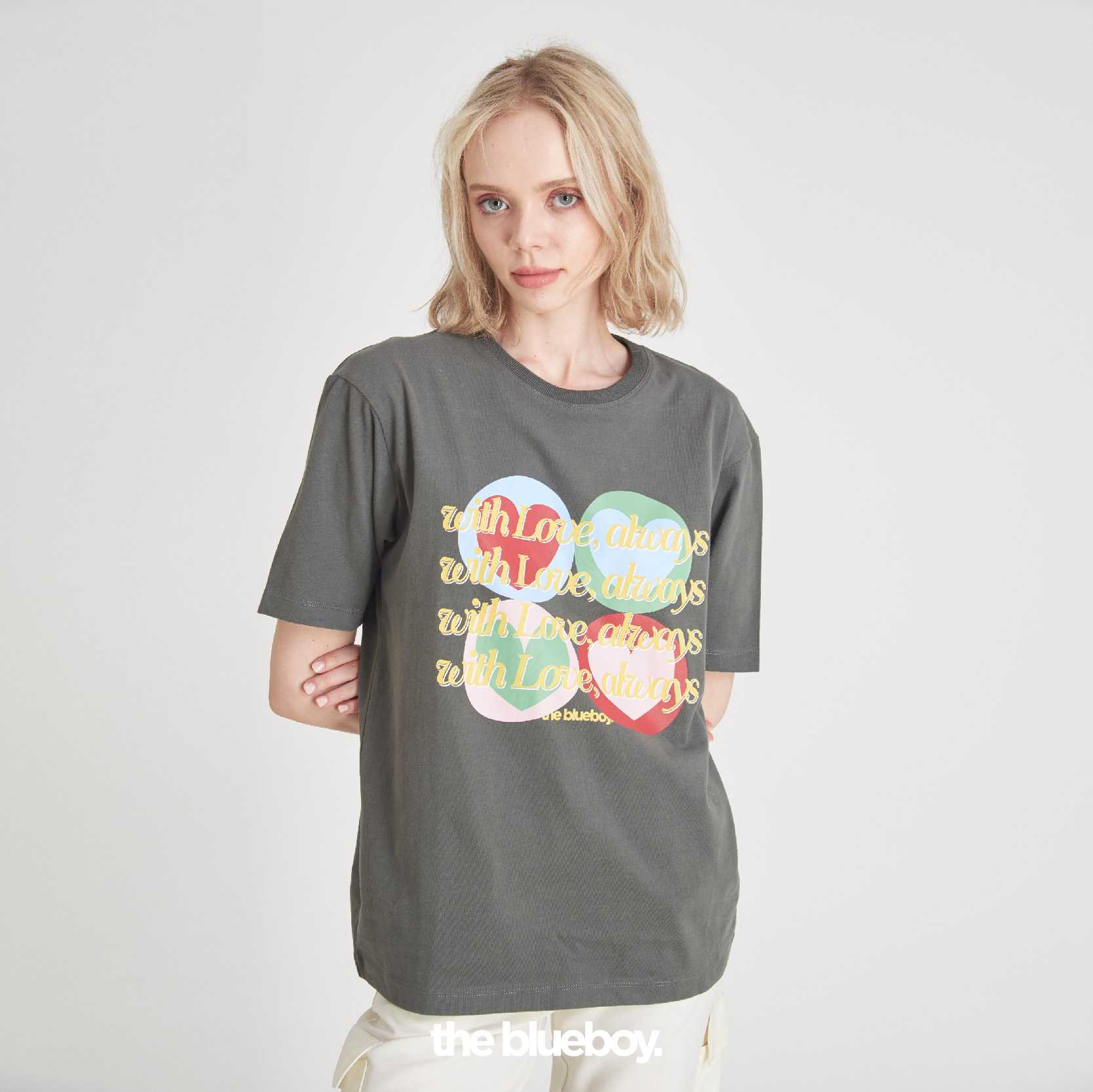 Hearts Tee in Dark Grey