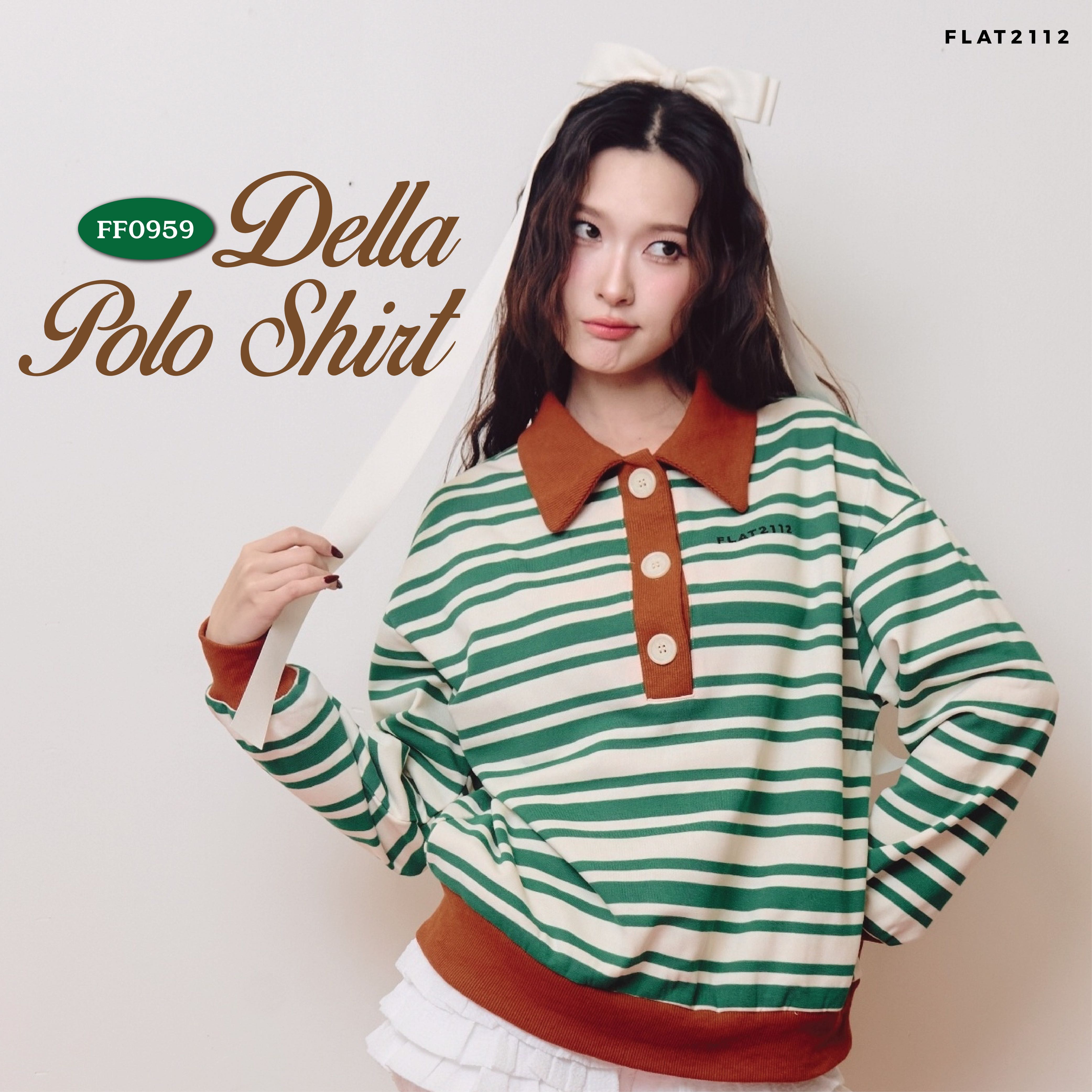 FLAT2112 FF0959 : DELLA POLO SHIRT เสื้อโปโล เสื้อเชิ้ต เสื้อลายทาง ชุดทำงาน unisex