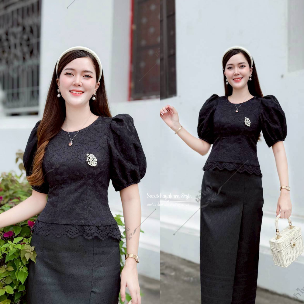 เสื้อลูกไม้อิตาลี่ คอกลม แขนตุ๊กตาพองๆ น่ารักๆ มีอก 32-44 นิ้ว งานเข้ารูปทรงสวย อัดกาว