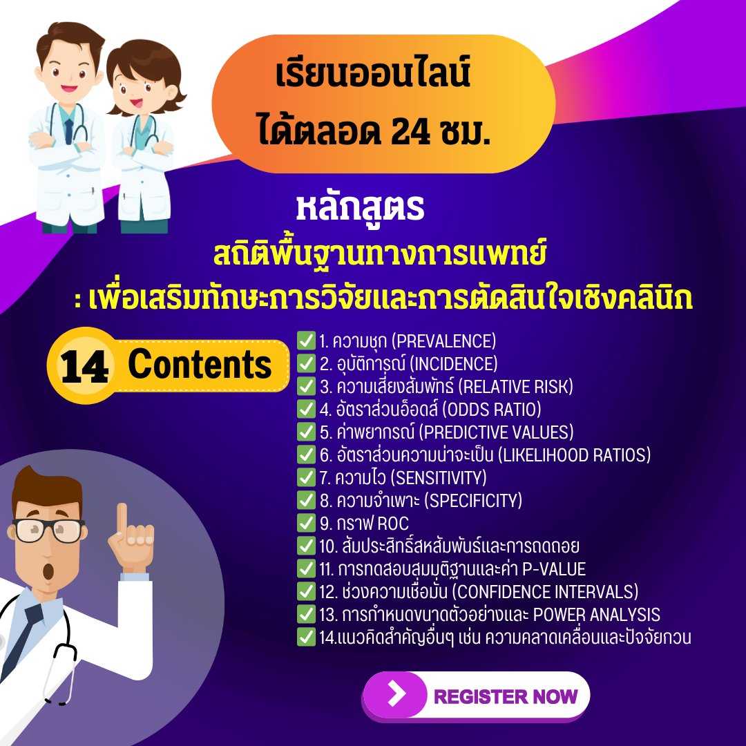 เรียนรู้สถิติพื้นฐานทางการแพทย์ ในการทำวิจัยทางคลินิก