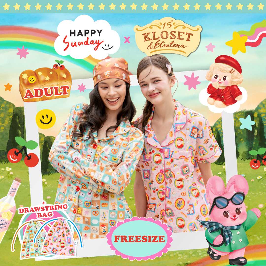 [FREE SIZE] HAPPY SUNDAY x KLOSET ETCETERA Pyjamas | ชุดนอนลายพิเศษ