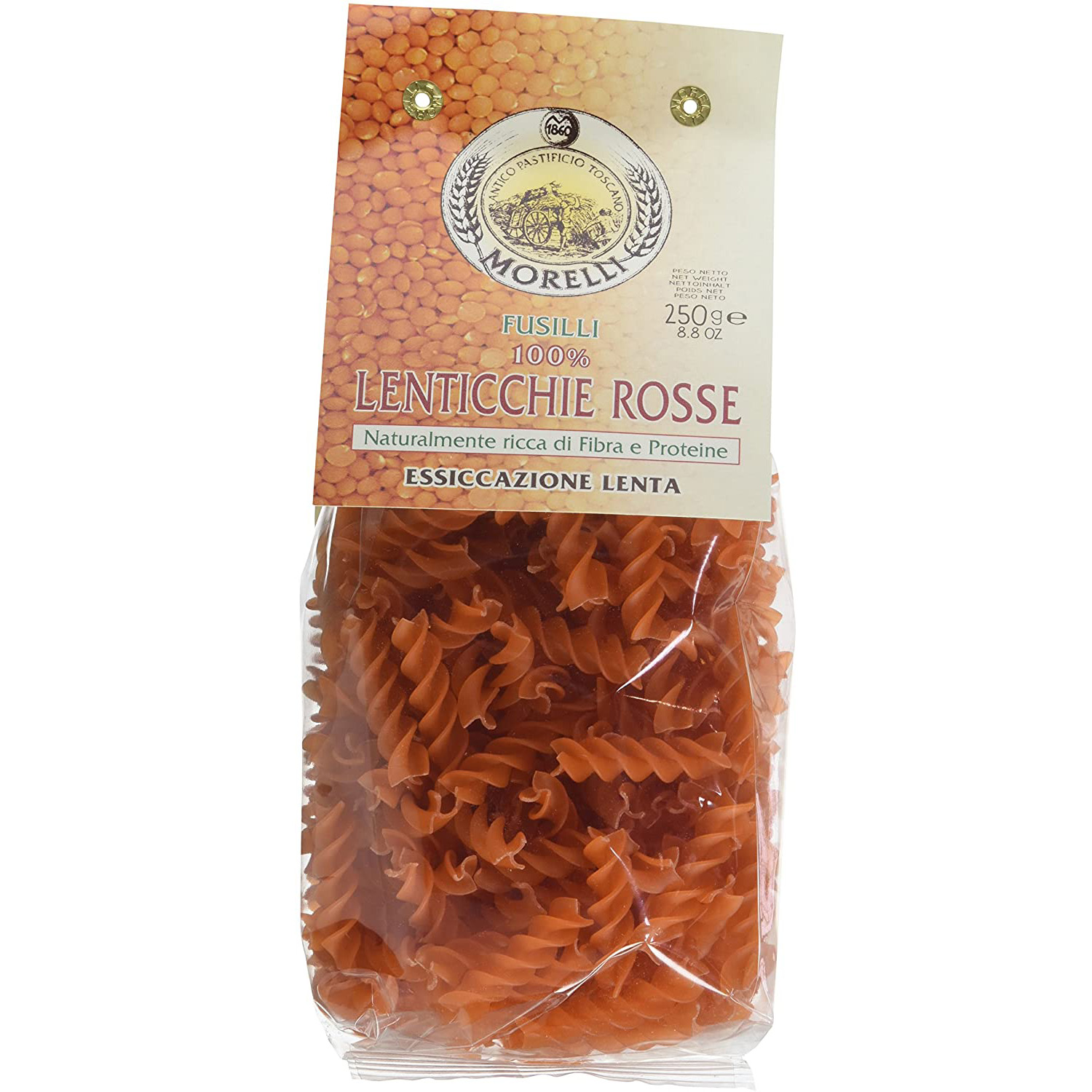 Fusilli with Red Lentils flour Morelli - 250gr