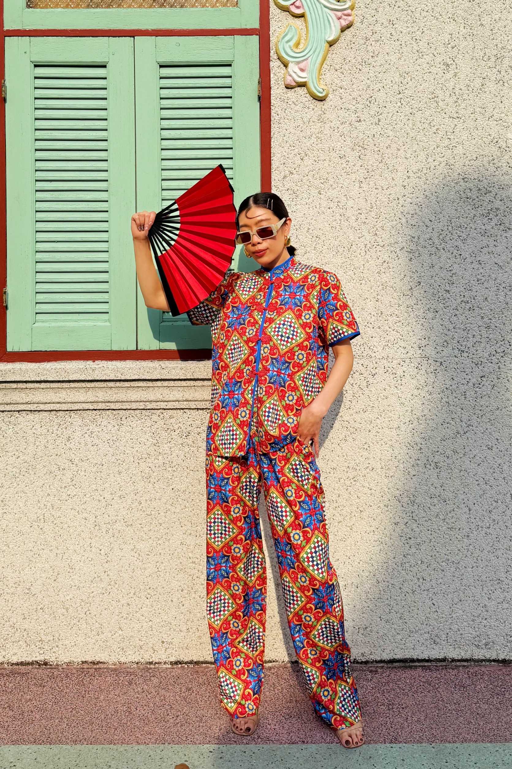 9922 มี 3 ลาย -  ชุดเซทตรุษจีน CN SHORT SLEEVES TOP + PANTS SET