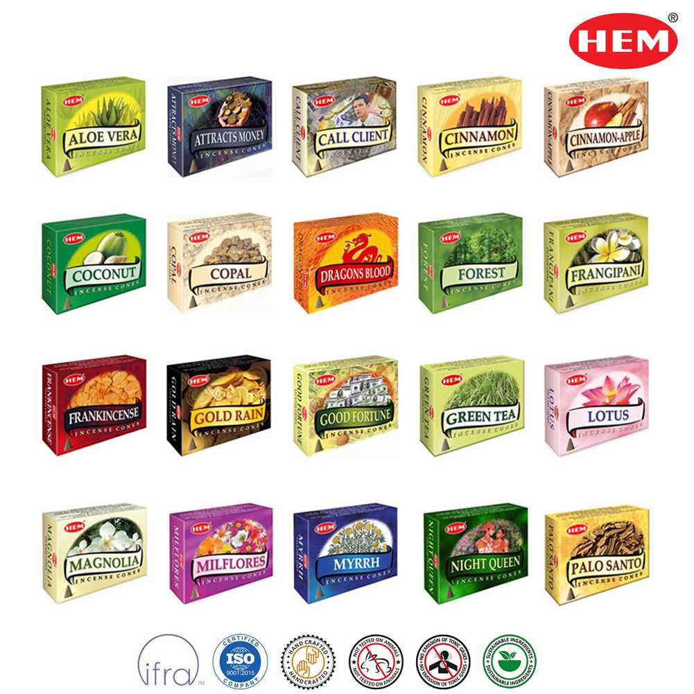 HEM กำยานเกรดพรีเมี่ยม มีให้เลือก 20 กลิ่น Incense Cones ขนาดแพคเล็ก คุณภาพดีทีสุดจากประเทศอินเดีย