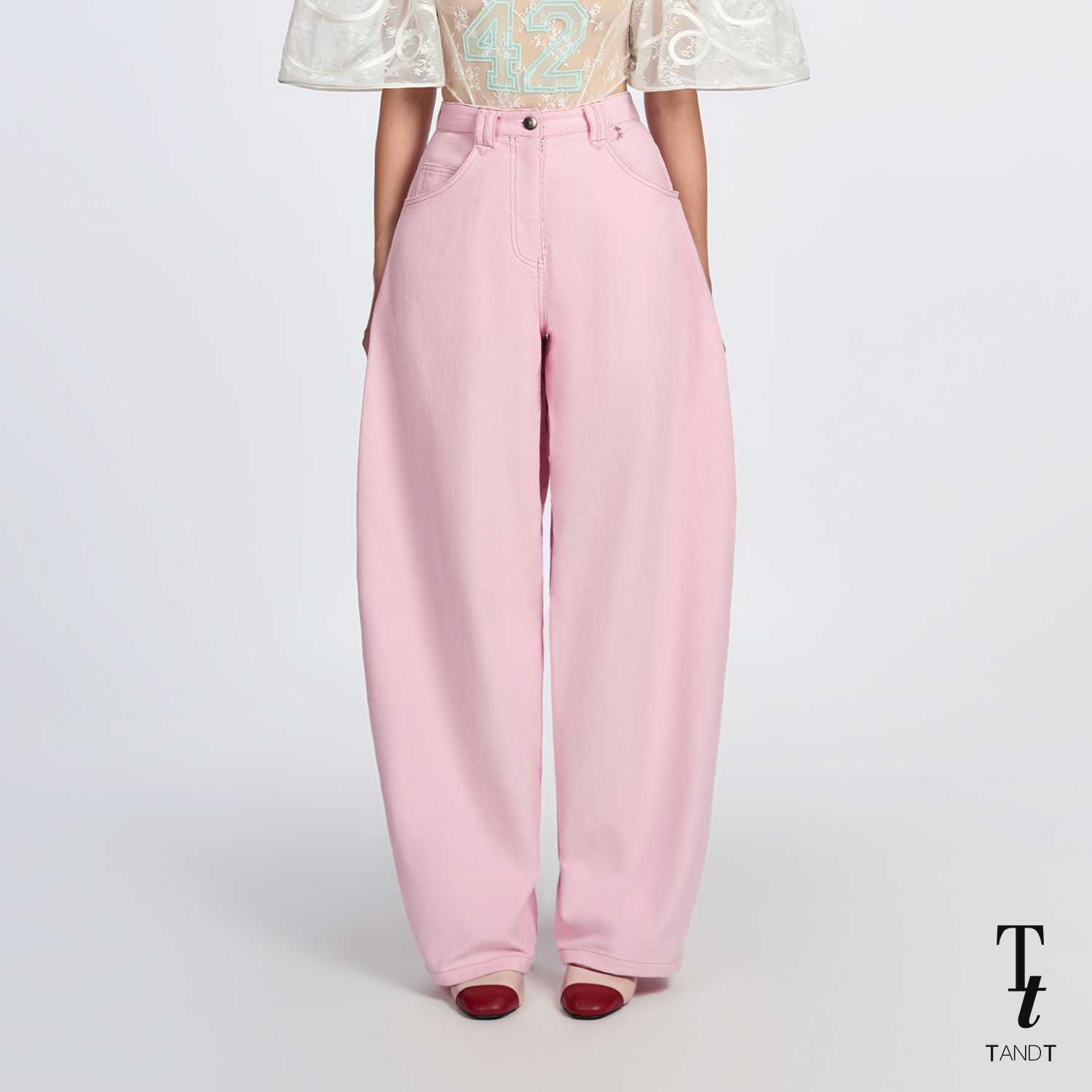 TandT - WALTZ PANTS - BOW SHAPED SEAM POCKET CORDUROY BARREL PANTS