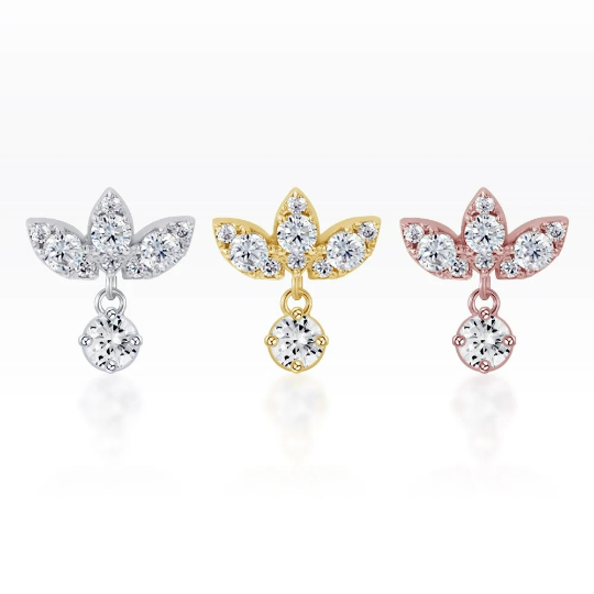 PiercingRoomByJay CZ Marquise (S) DANGLE Flat Back เงินแท้ (ราคาต่อชิ้น)