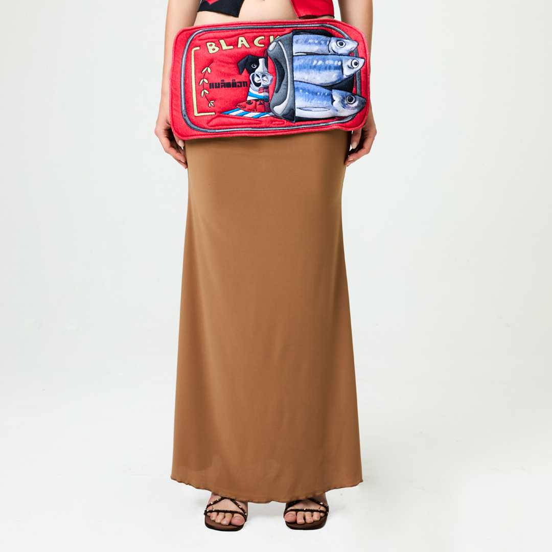 BLACKDOG BKK - SS2536 - Sardines maxi skirt   - กระโปรงยาวพิมพ์ลาย