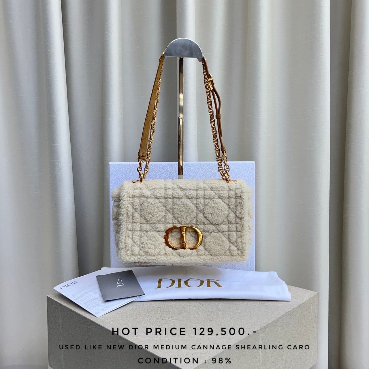 USED like new Dior medium cannage shearling caro