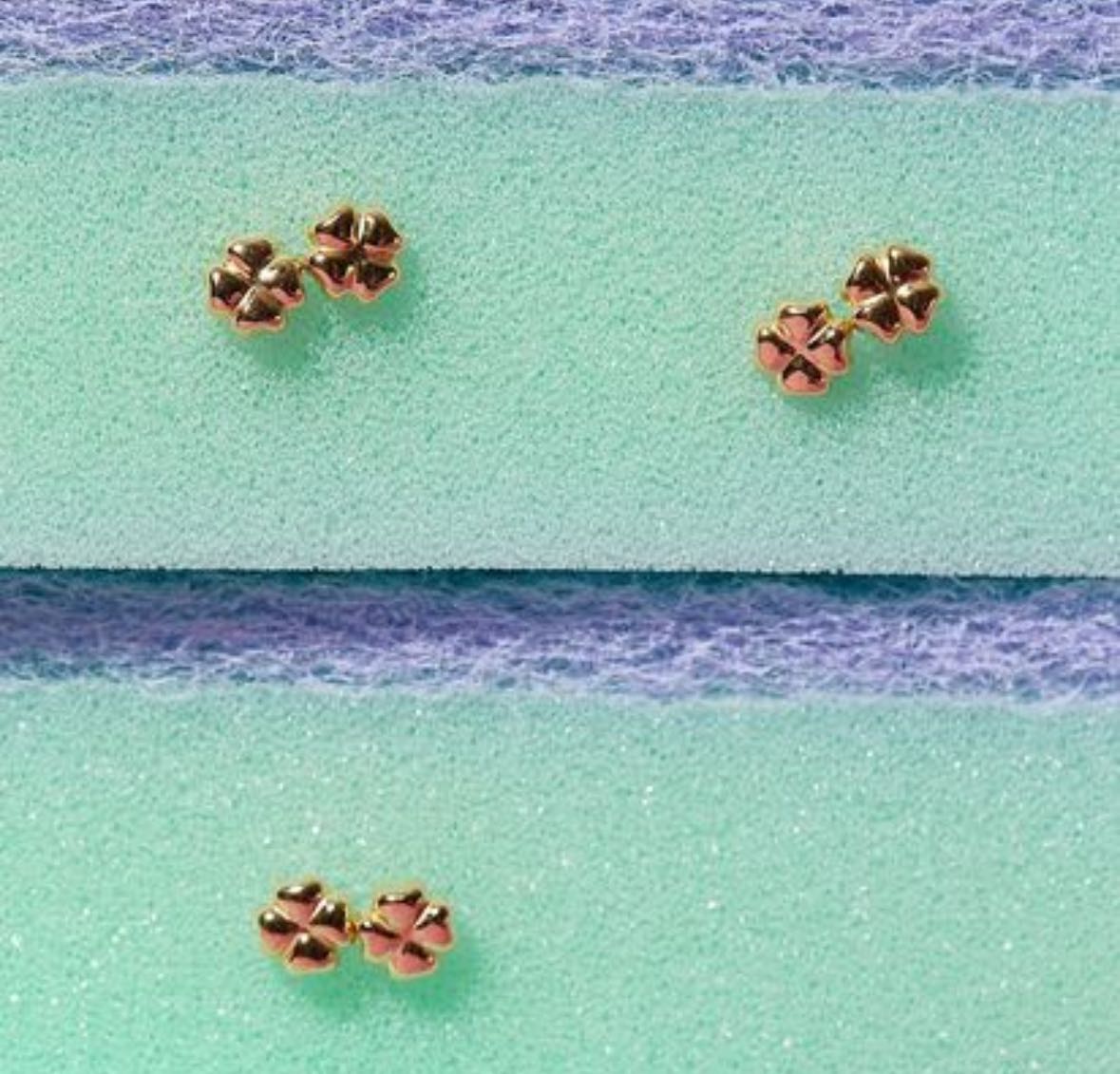 18k solid gold mini clover earrings