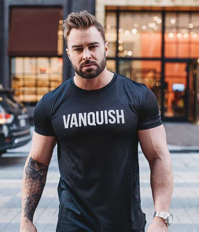 เสื้อแขนสั้น VANQUISH #5 / ผ้าคอตตอนผสมโพลีฯ ใส่ออกกำลังกาย ผ้านิ่มใส่สบาย ระบายอากาศได้ดี