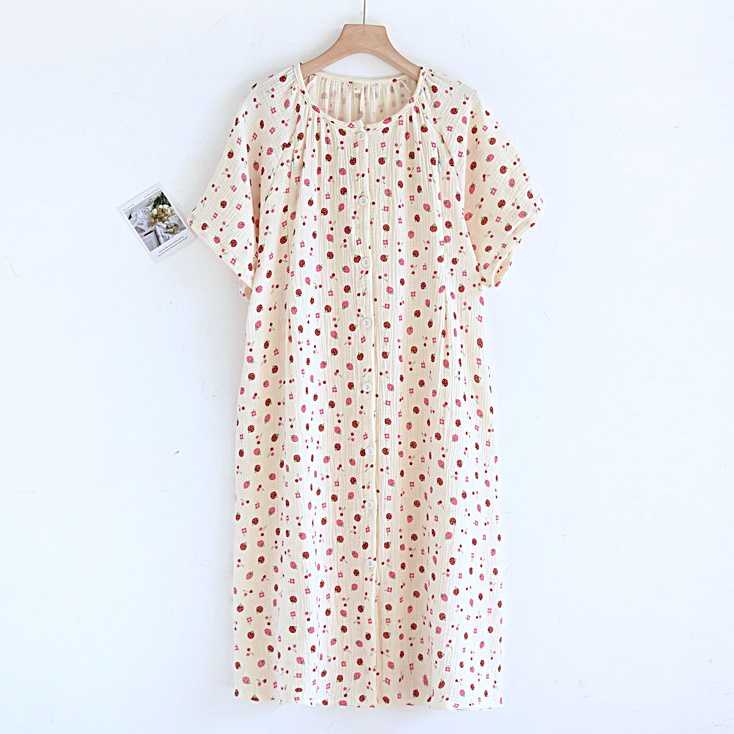 เปิดให้นมได้ - ชุดนอนแขนสั้นแบบเดรสยาวบอกเลยว่าลายสวยน่ารักน่าใส่ทุกแบบ - strawberries