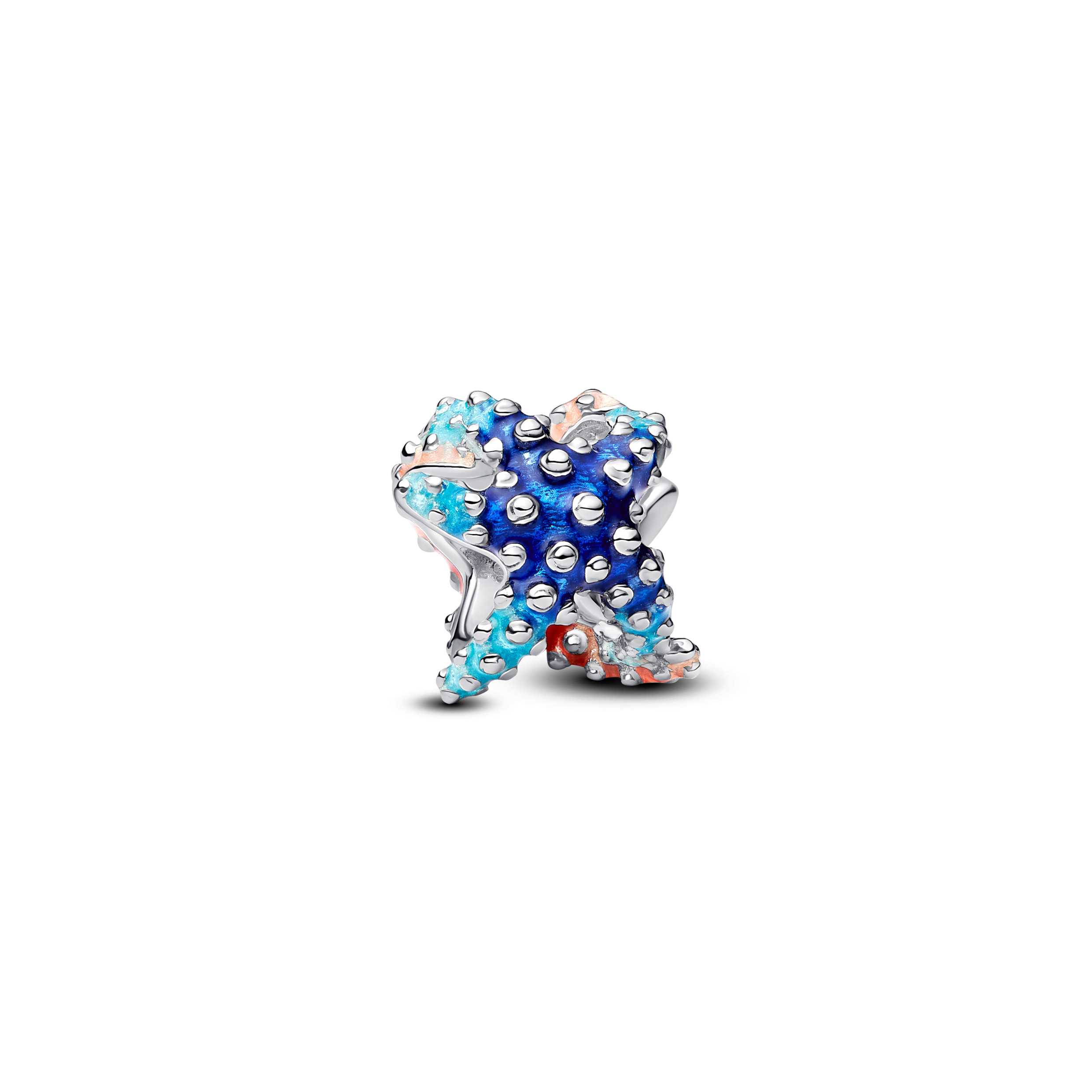 Starfish sterling silver charm with shaded blue and pink enamel