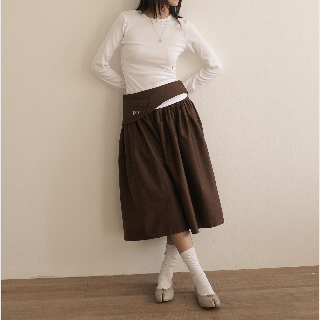 Soon midi  cotton skirt in mocha